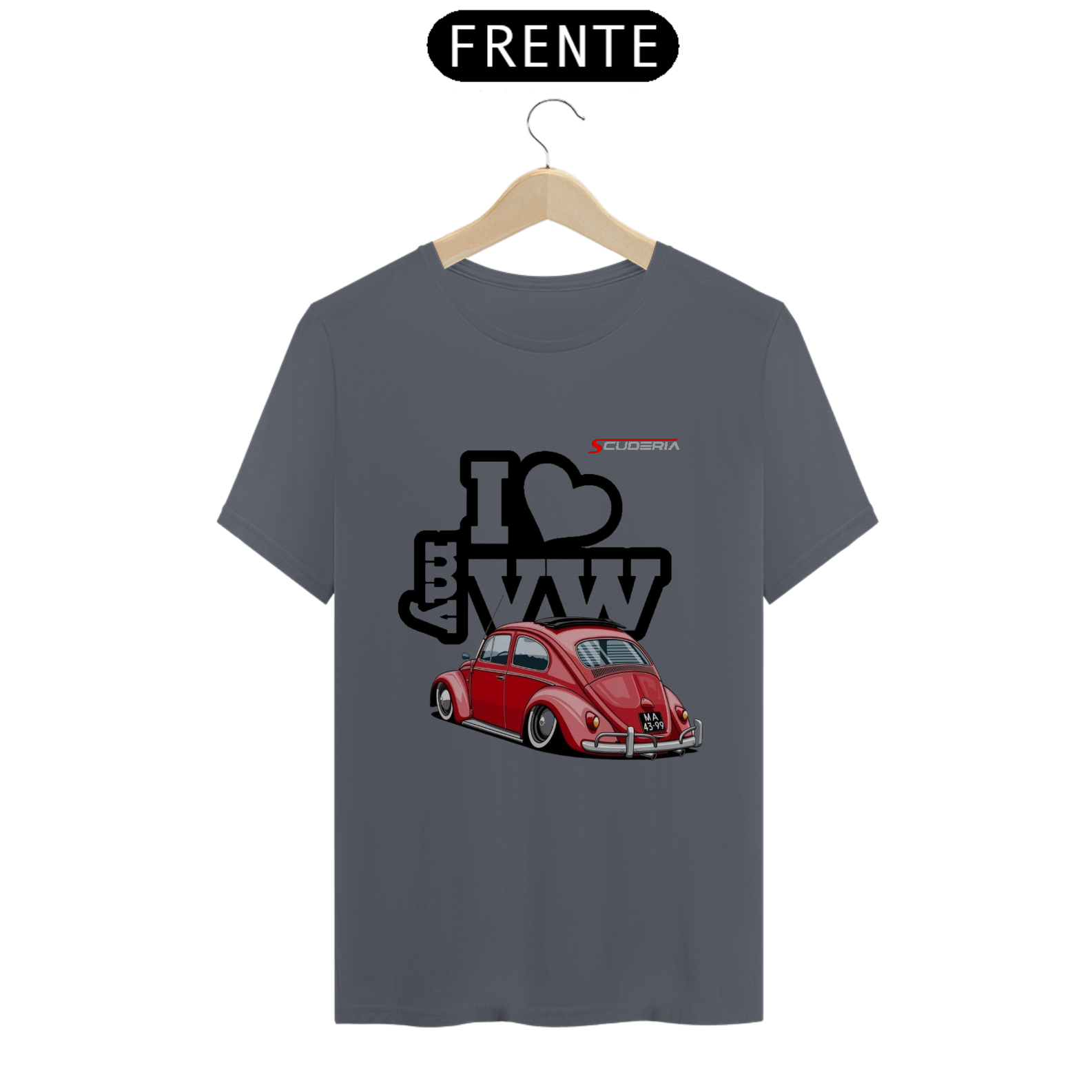 T-Shirt Pima I Love My VW Fusca Vermelho Scuderia
