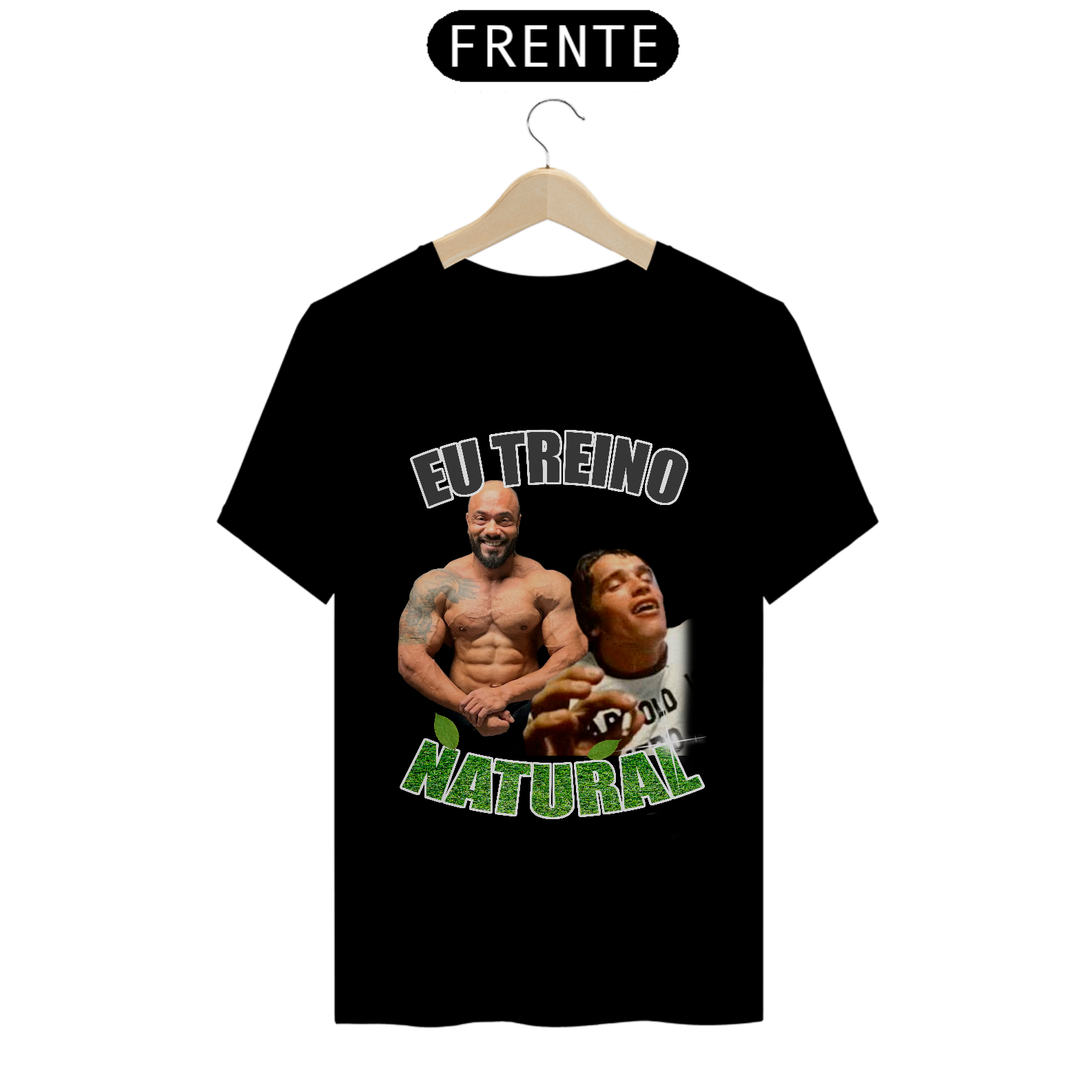 Nome do produto: Camiseta “Eu Treino Natural” – 100% alface, 200% trapézio