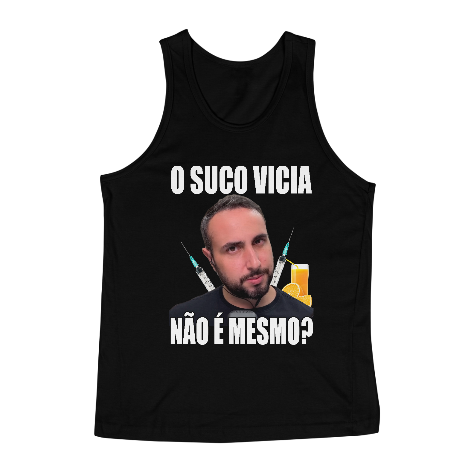 Nome do produto: Regata “O Suco Vicia” – A estética é natural... ou quase