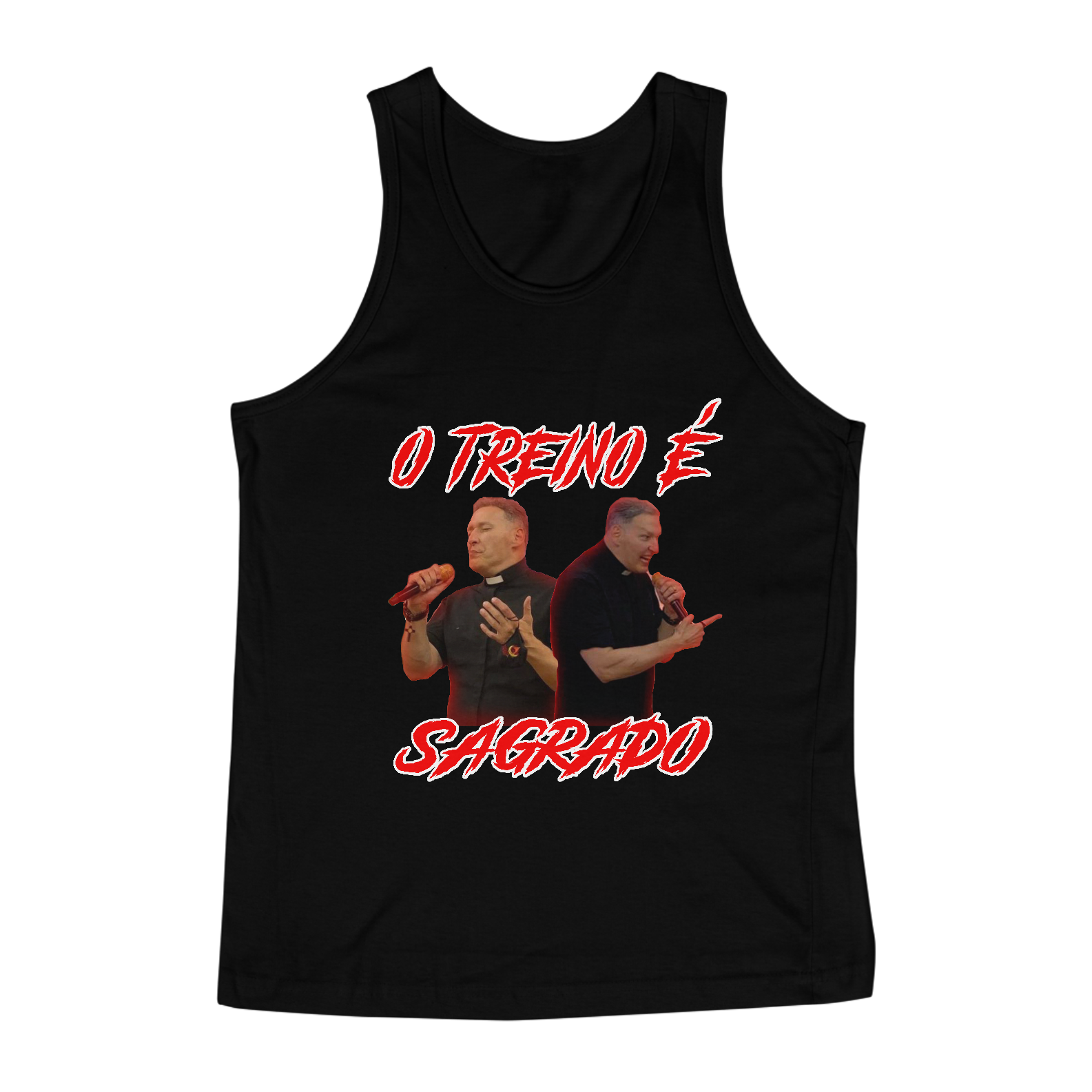 Nome do produto: Regata “O Treino é Sagrado” – Aqui é oração e execução