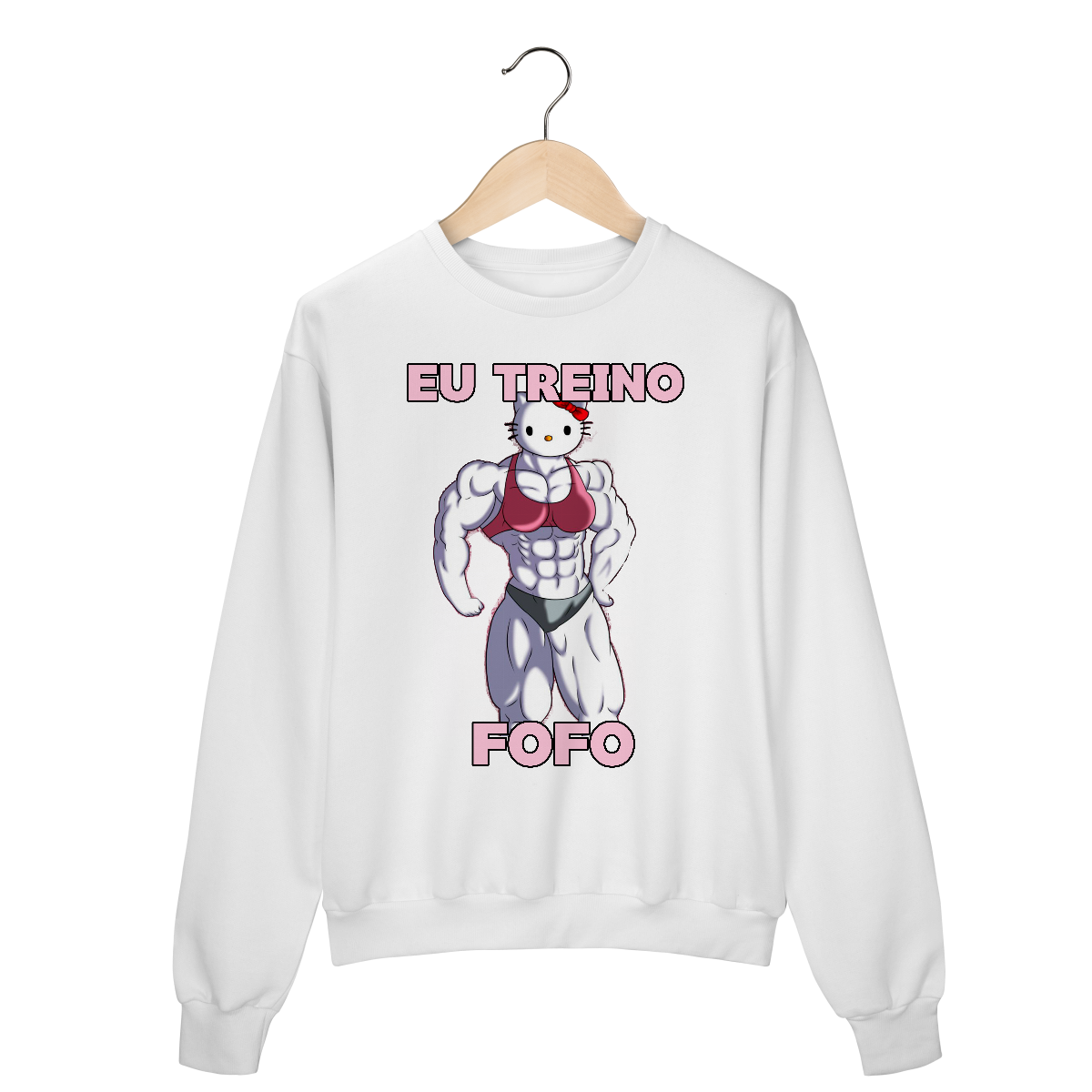 Nome do produto: Moletom “EU TREINO FOFO” - HELLO KITTY(white)