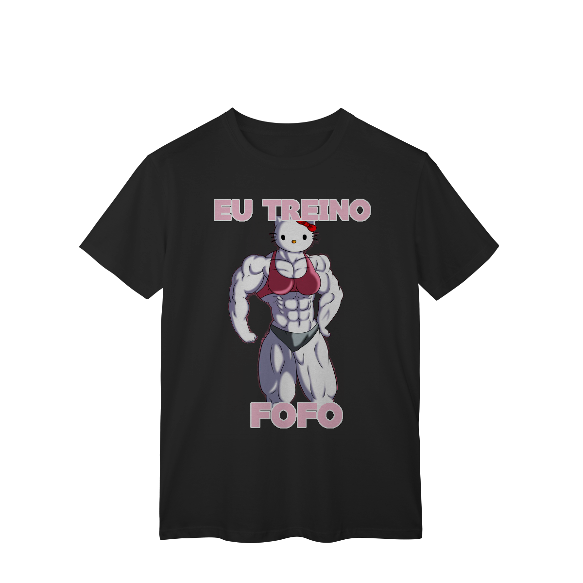 Nome do produto: Camiseta “EU TREINO FOFO” - HELLO KITTY(black)