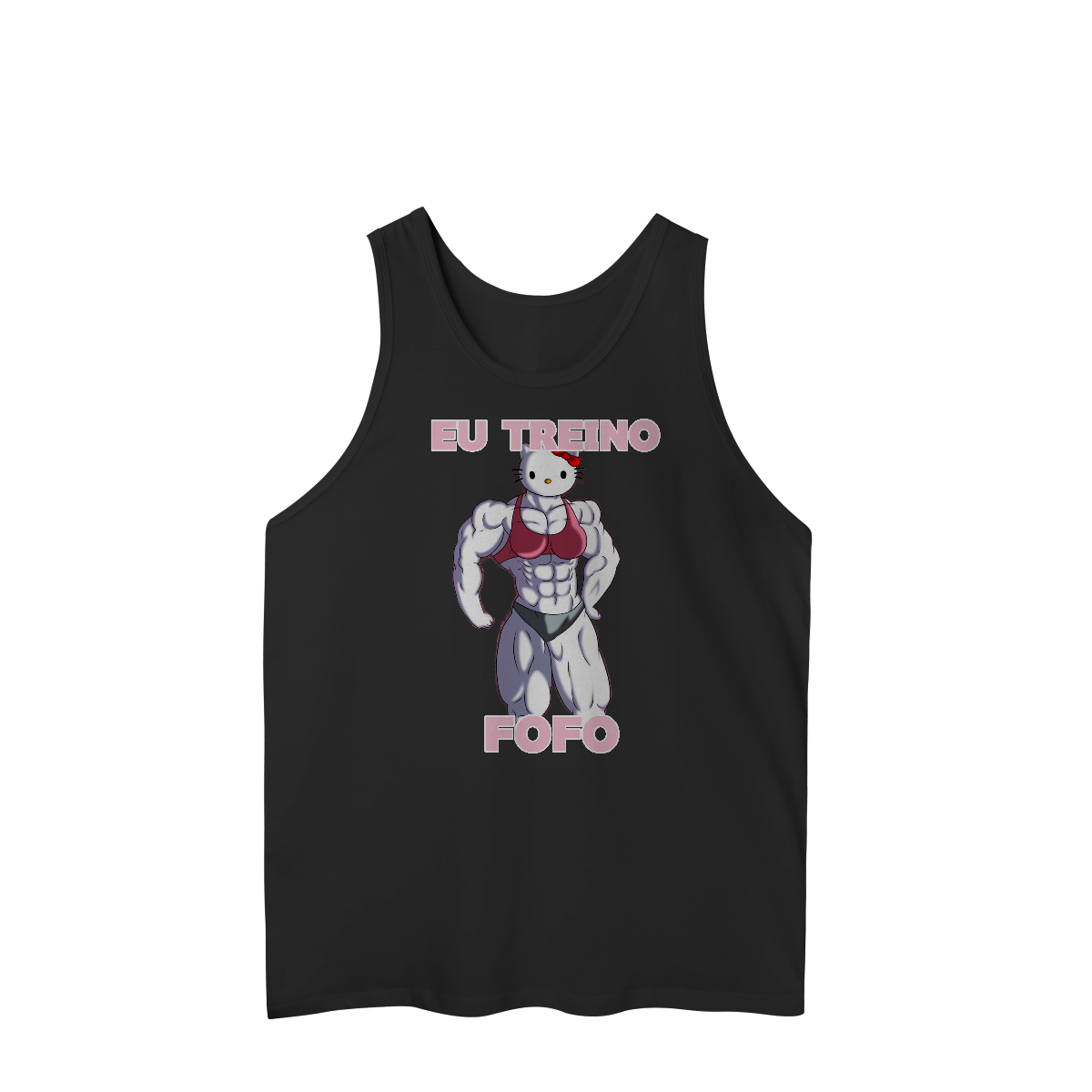 Nome do produto: Regata “EU TREINO FOFO” - HELLO KITTY(black)