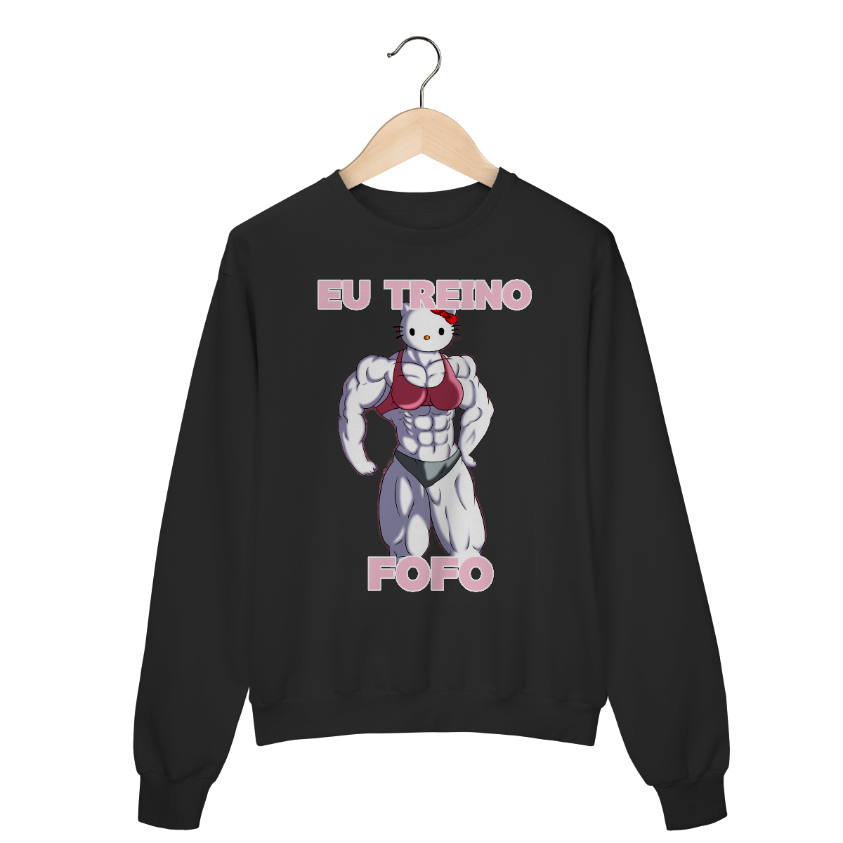 Nome do produto: Moletom “EU TREINO FOFO” - HELLO KITTY(black)