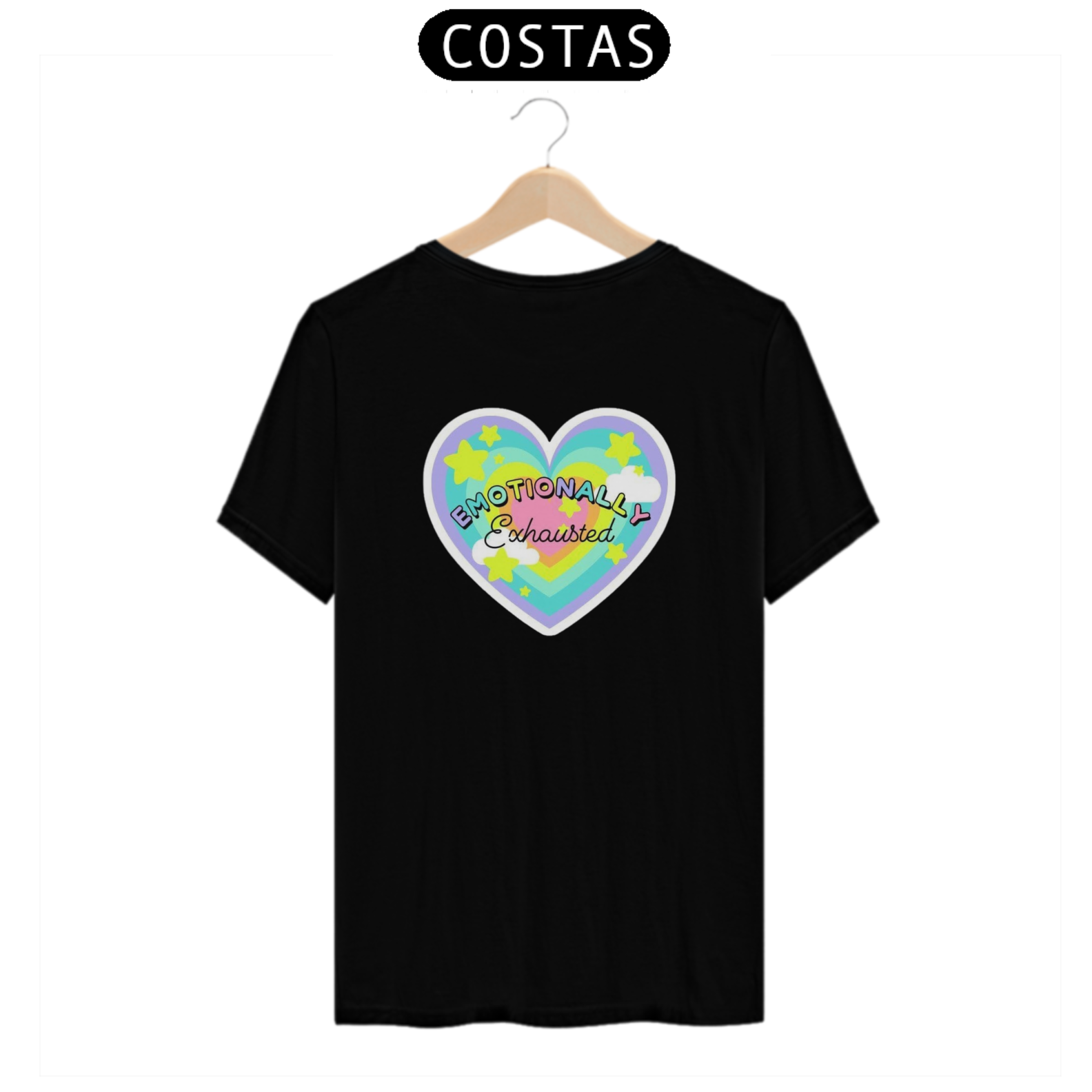 Nome do produto: Camiseta Unissex de Algodão Emotionally Exahausted (Costas)