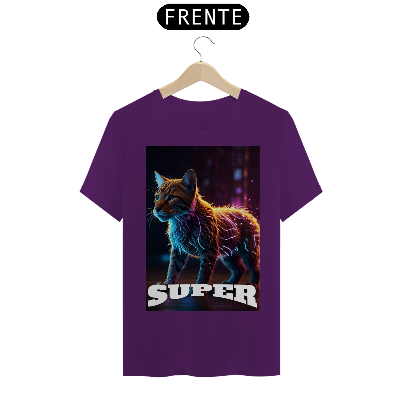 Nome do produto: Camiseta Unisex Clássica Estampada - Gato Luminoso