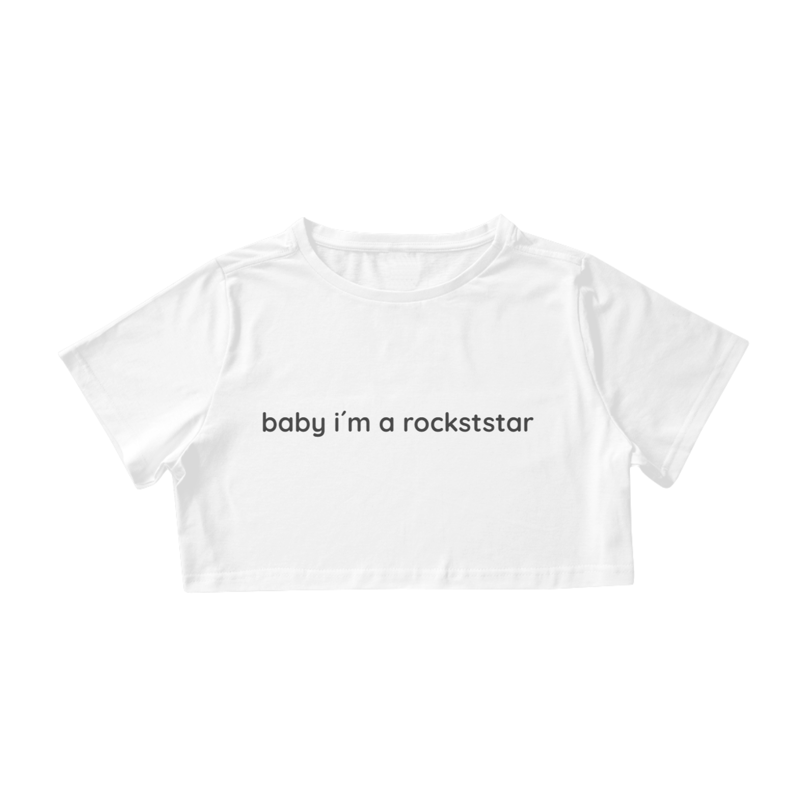 Nome do produto: BABY I´M A ROCKSTAR CROPPED BRANCO