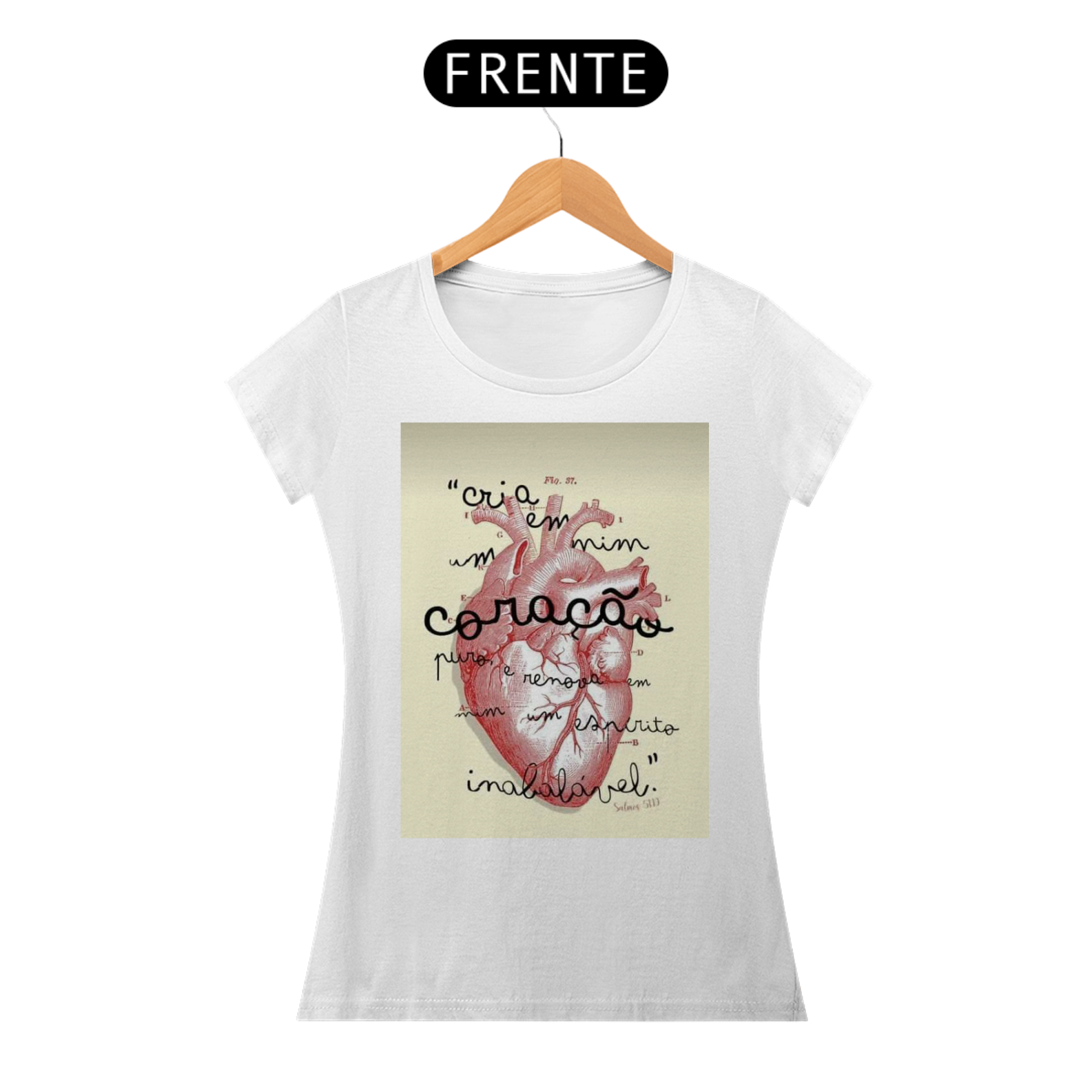Nome do produto: CAMISETA FEMININA CORAÇÃO PURO