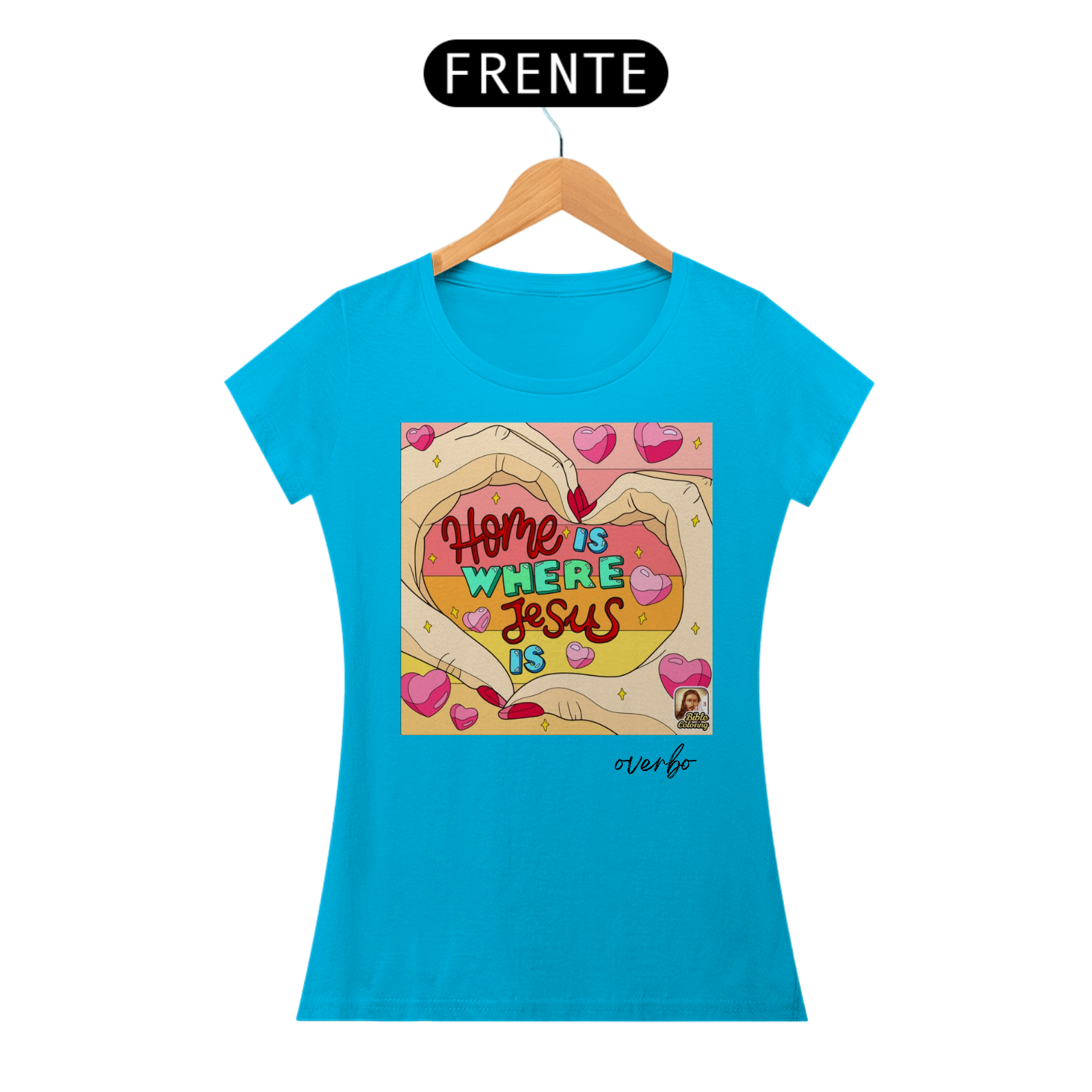 Nome do produto: CAMISETA FEMININA HOME IS WHERE JESUS IS