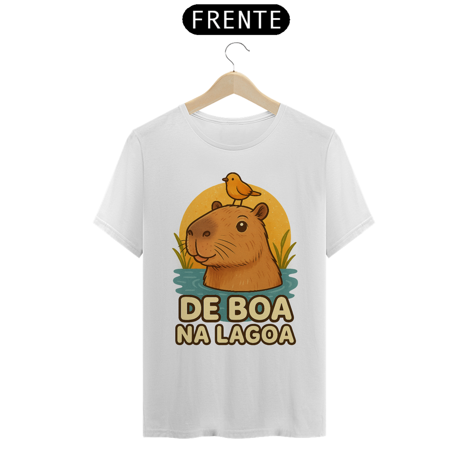 T-Shirt Unissex - Capivara de boa na lagoa