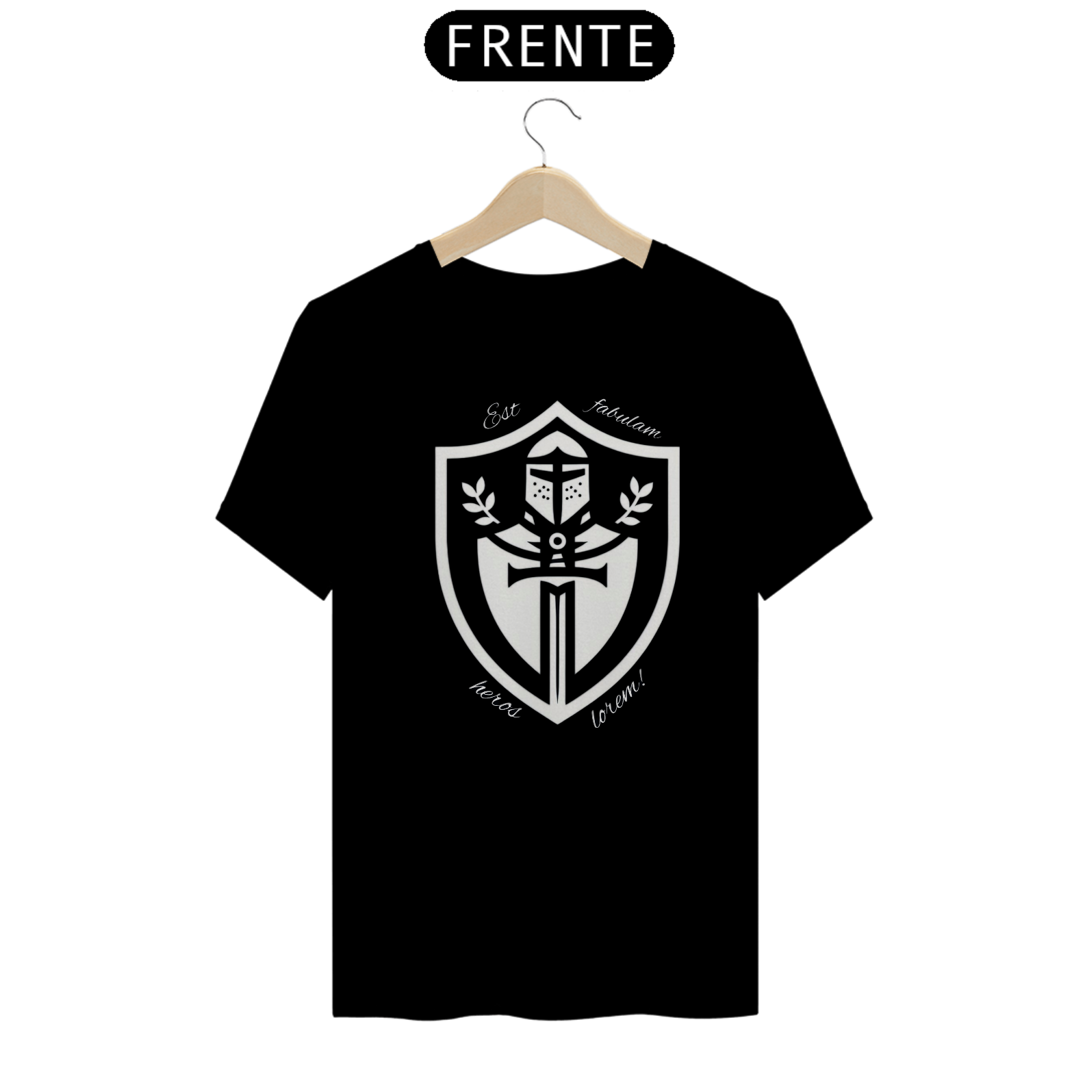 Nome do produto: Camiseta - EST FABULAM HEROS LOREM 