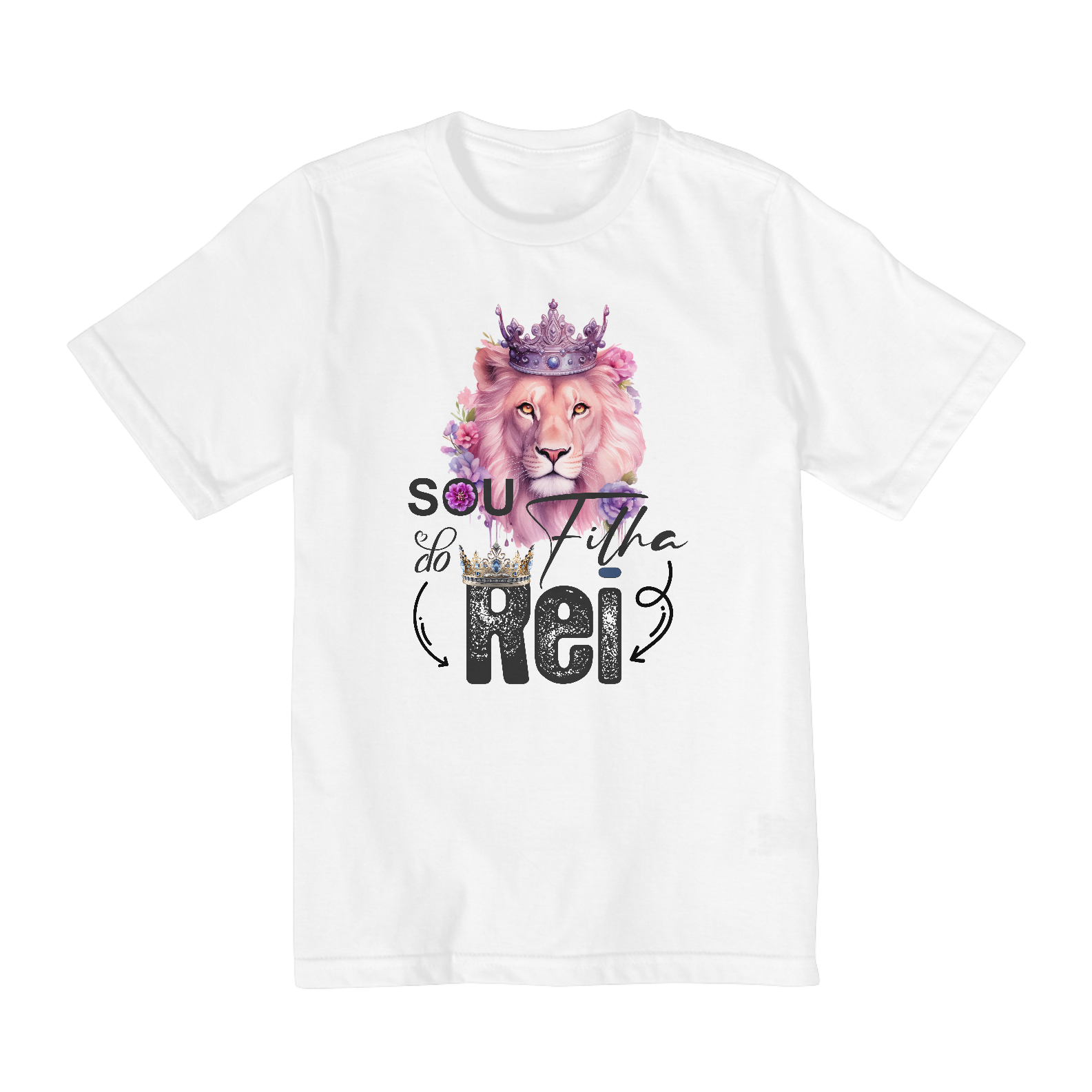 CAMISA QUALITY INFANTIL 10 A 14 | LEÃO ROSA - SOU FILHA DO REI