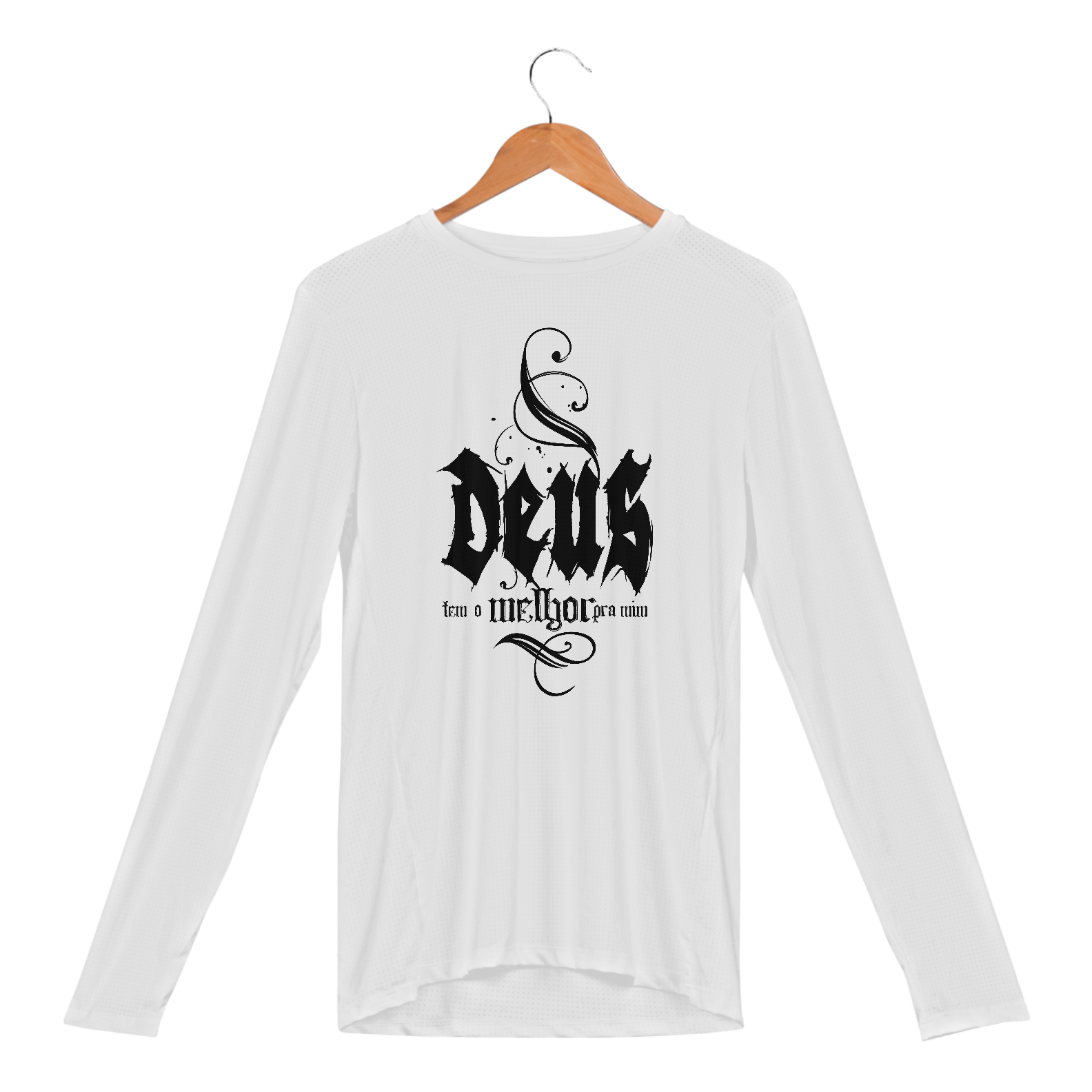 CAMISETA MANGA LONGA SPORT DRY UV |  DEUS - TEM O MELHOR PARA MIM