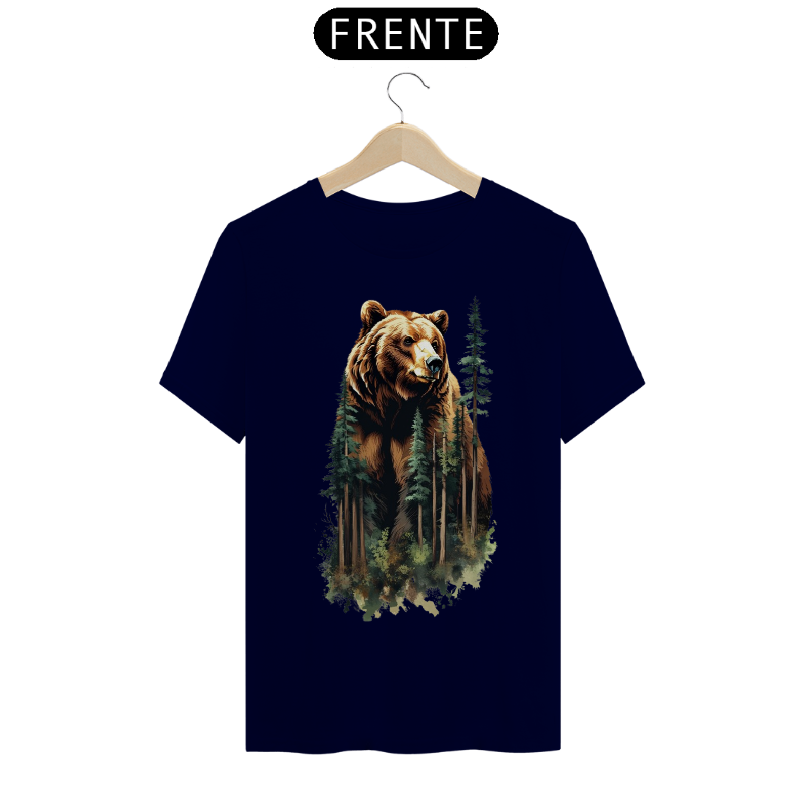 CAMISETA MASCULINA ALGODÃO ESTAMPA URSO