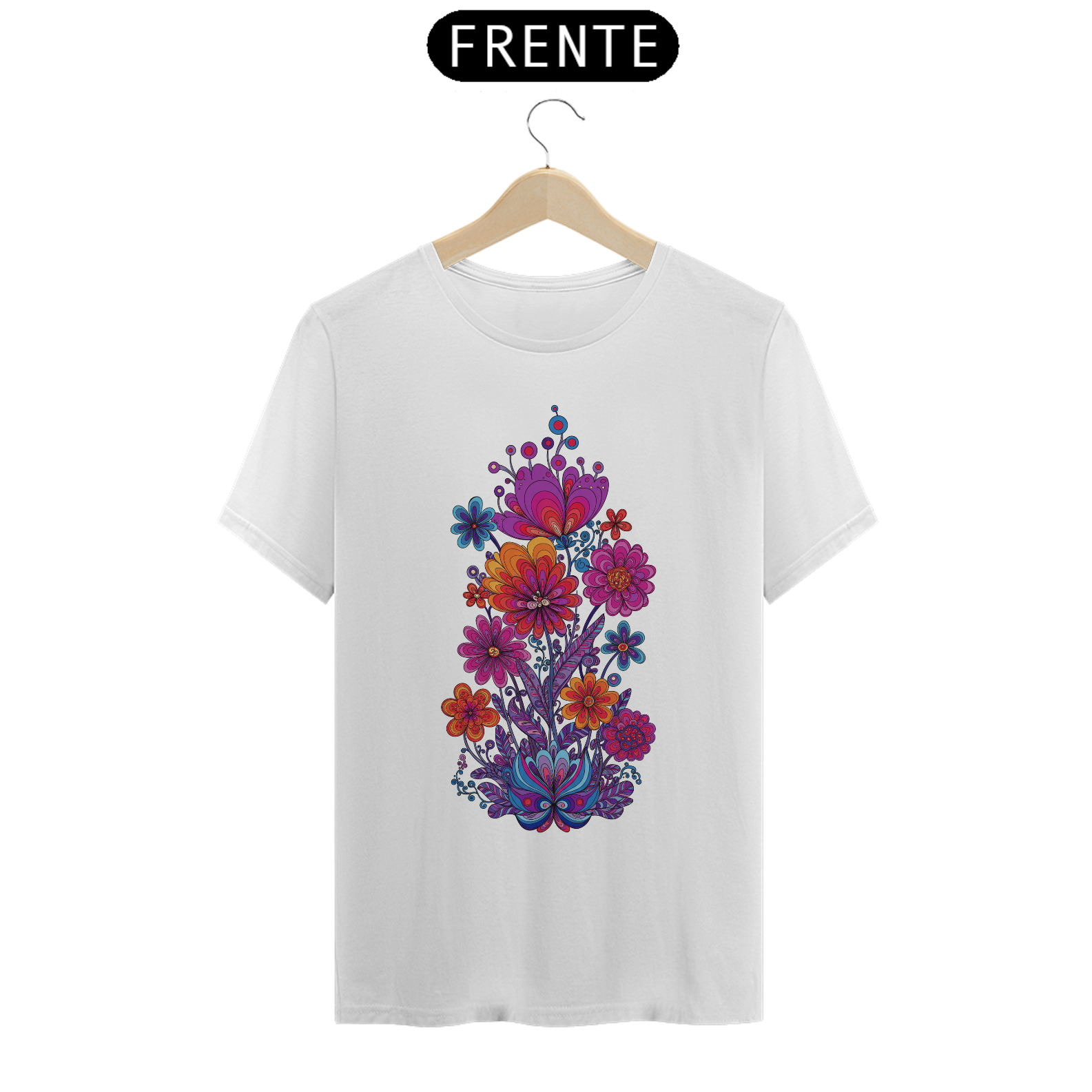 CAMISA BRANCA FEMININA COM FLORES