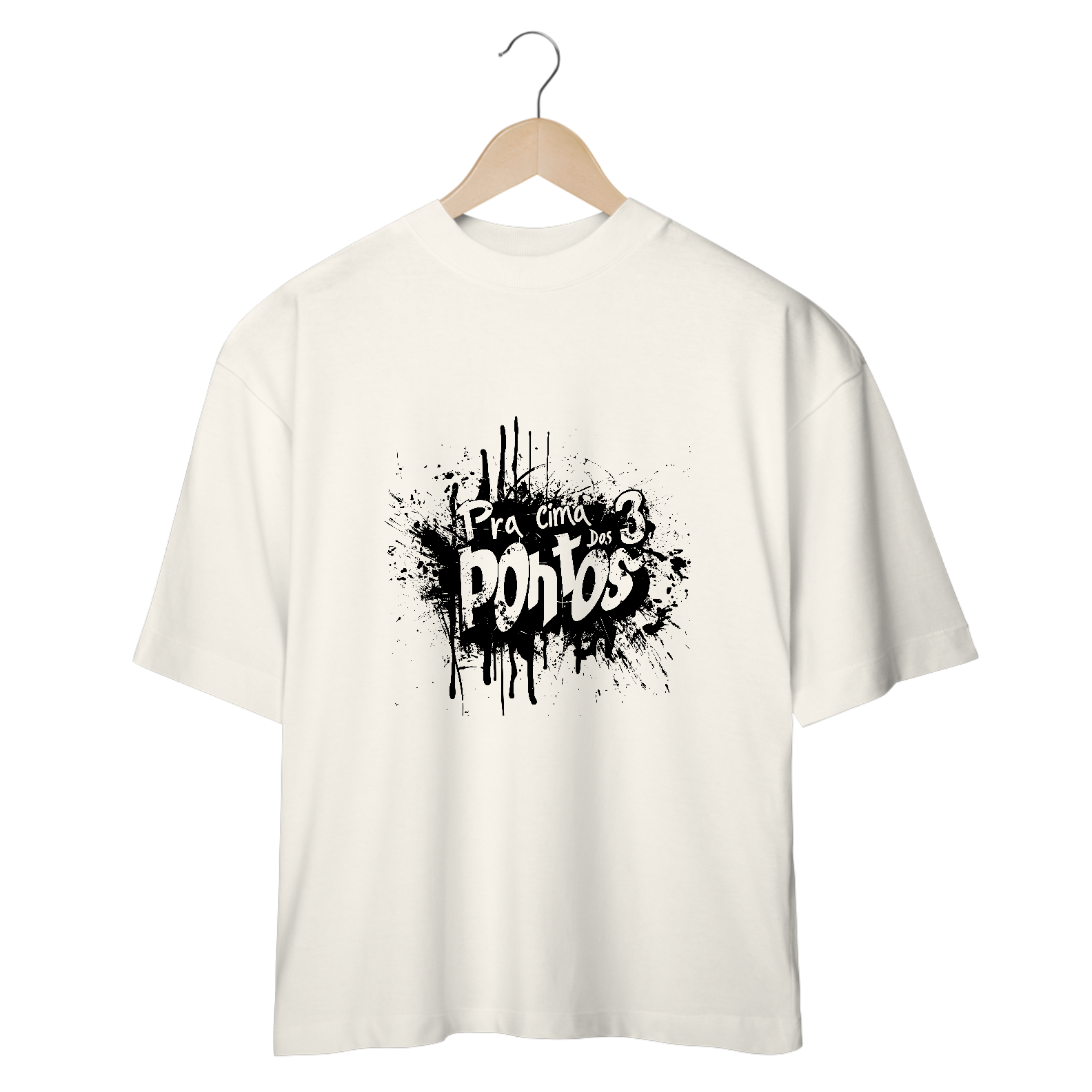 Nome do produto: Camiseta Over SizemPra Cima dos 3 Pontos - Preto