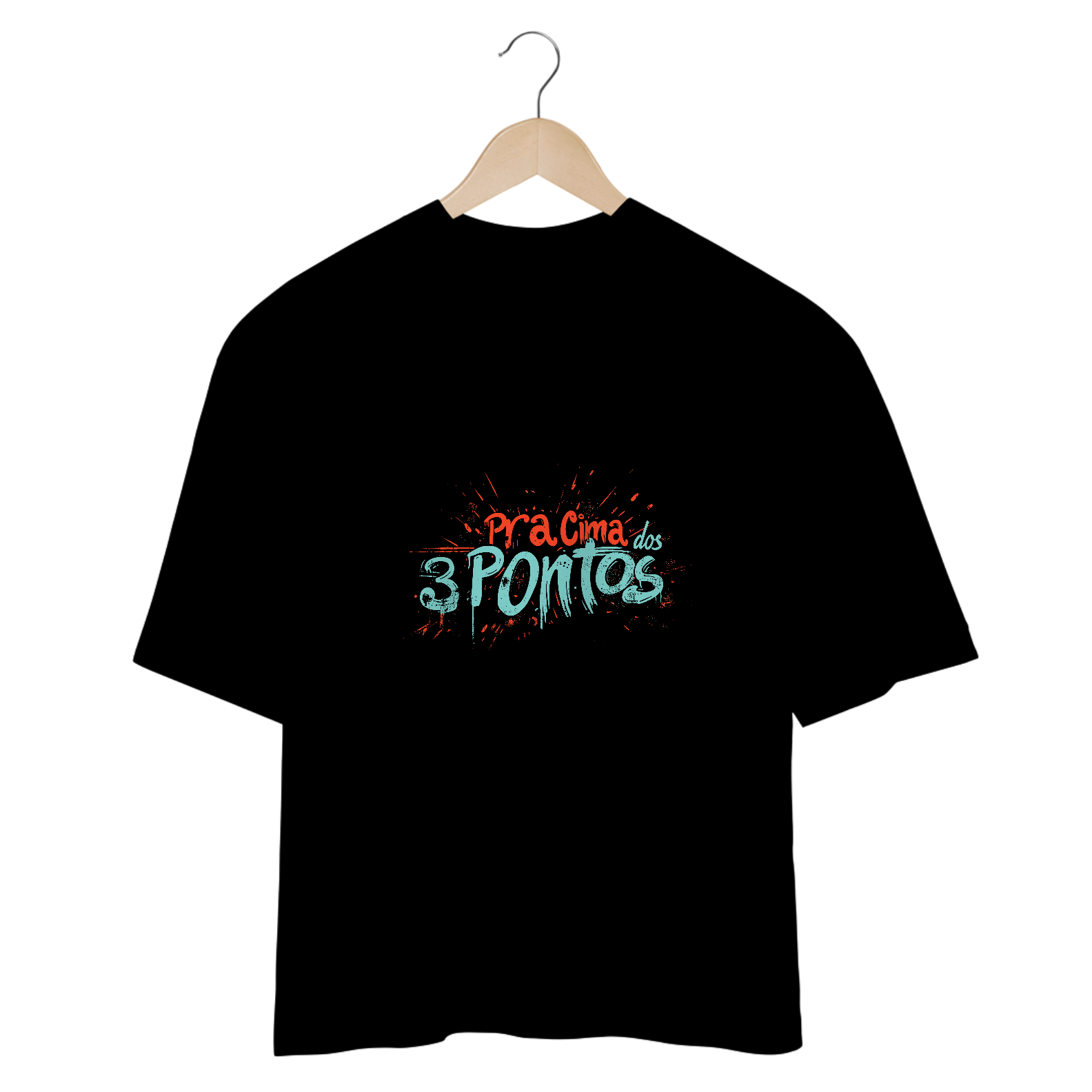 Nome do produto: Camiseta Over Size Pra Cima dos 3 Pontos - Preto