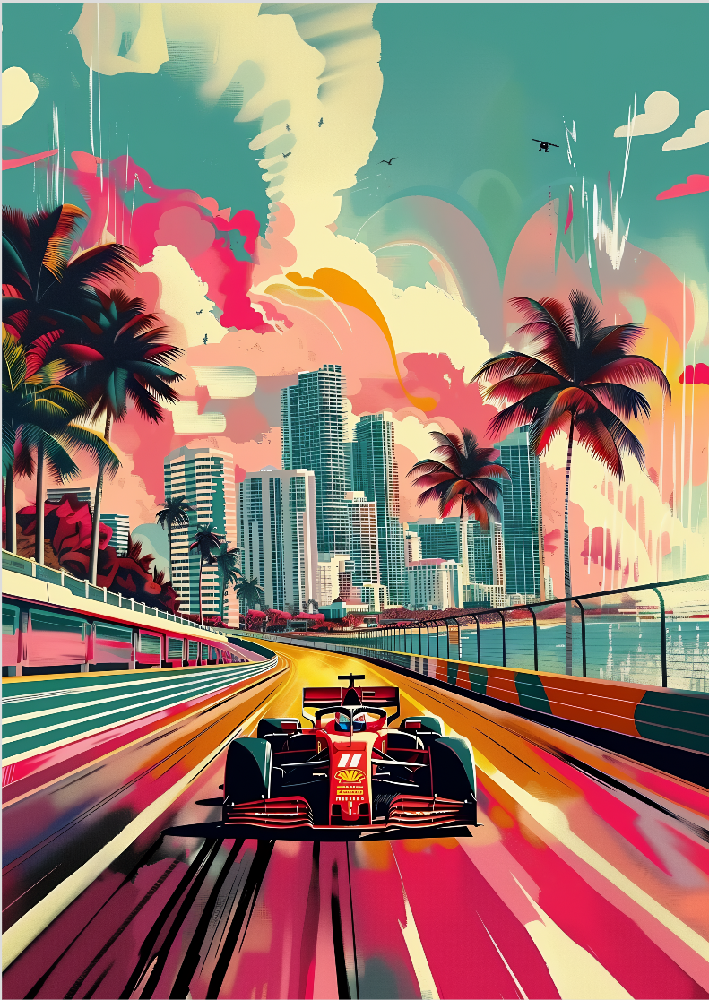 Nome do produto: Pôster de Ilustração de Carro de Fórmula 1 - Alta Resolução