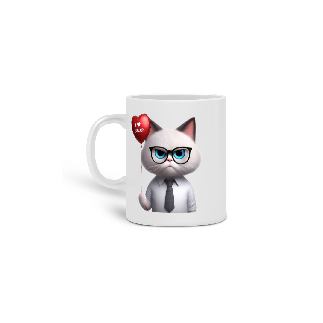 Nome do produto: Caneca Gato I love English
