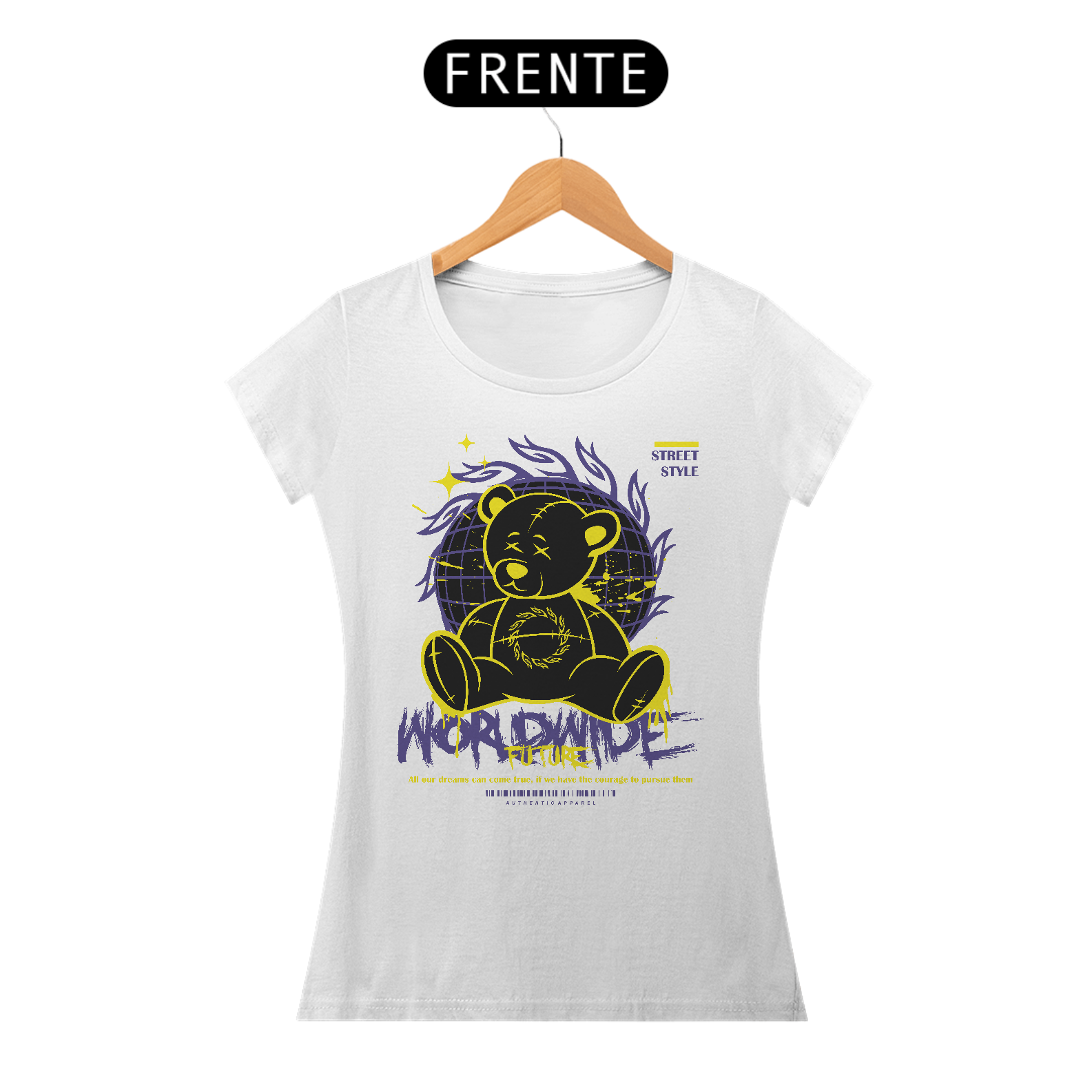 Nome do produto: Camiseta Feminina Urso World Wide