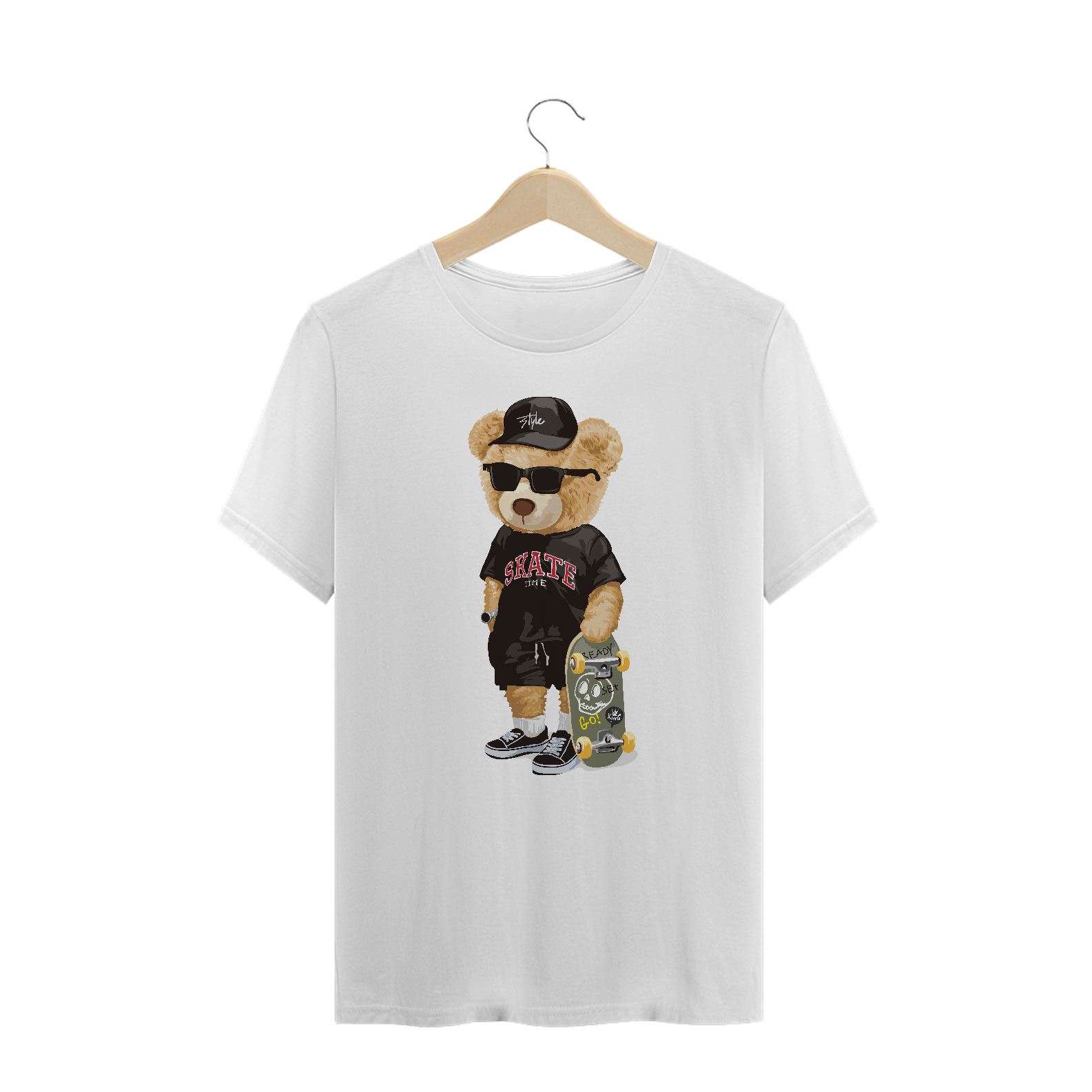 Nome do produto: Camiseta Plus Size Urso Skate