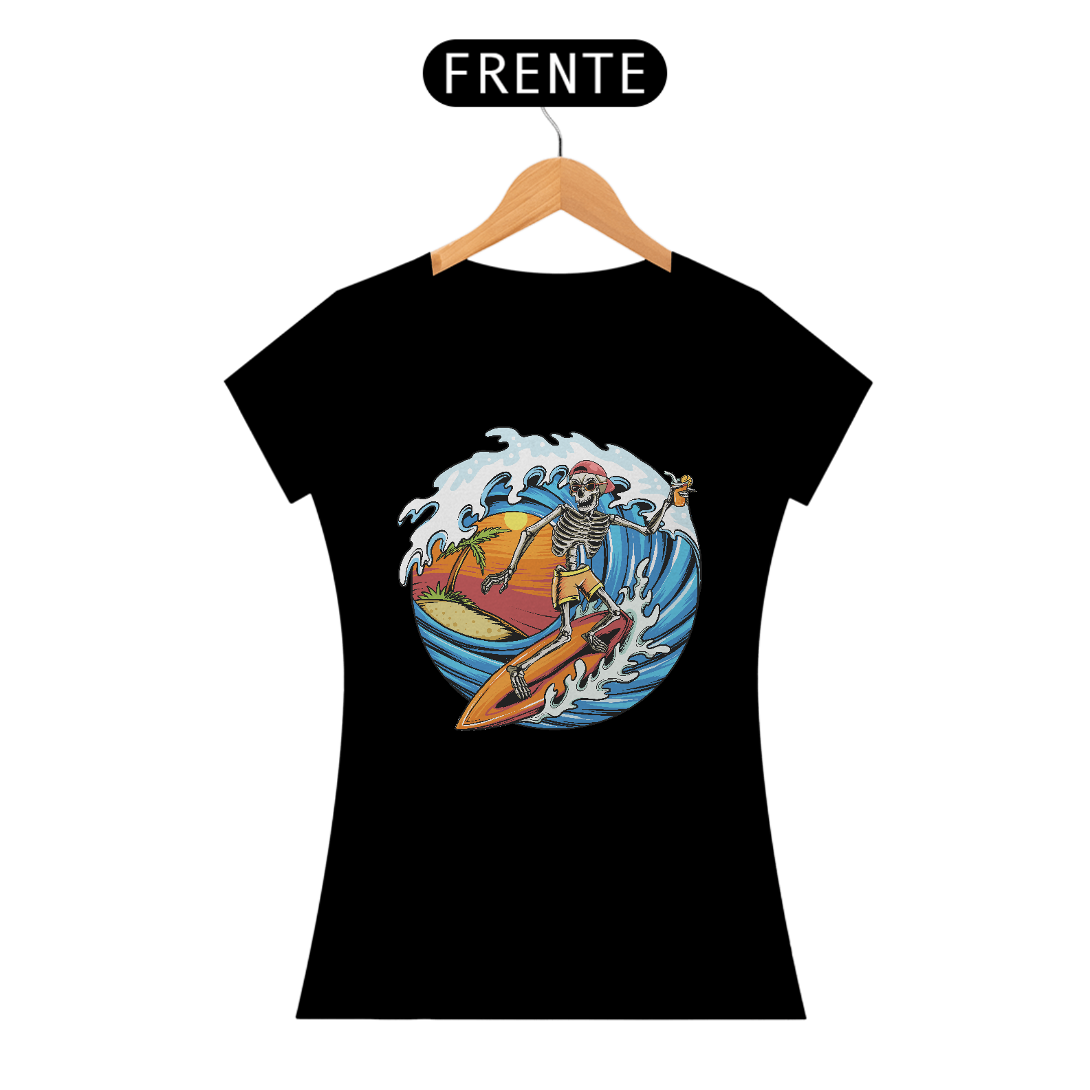 Nome do produto: Camiseta Esqueleto Surfando