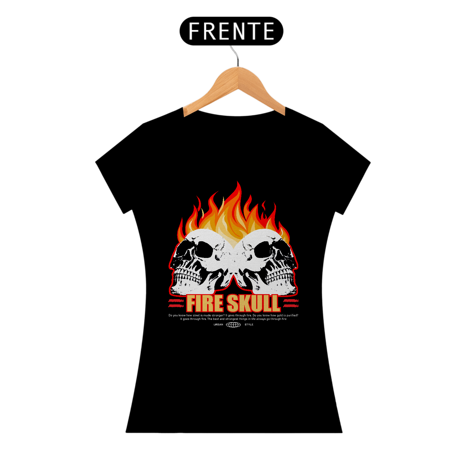 Nome do produto: Camiseta Feminina Fire Skull