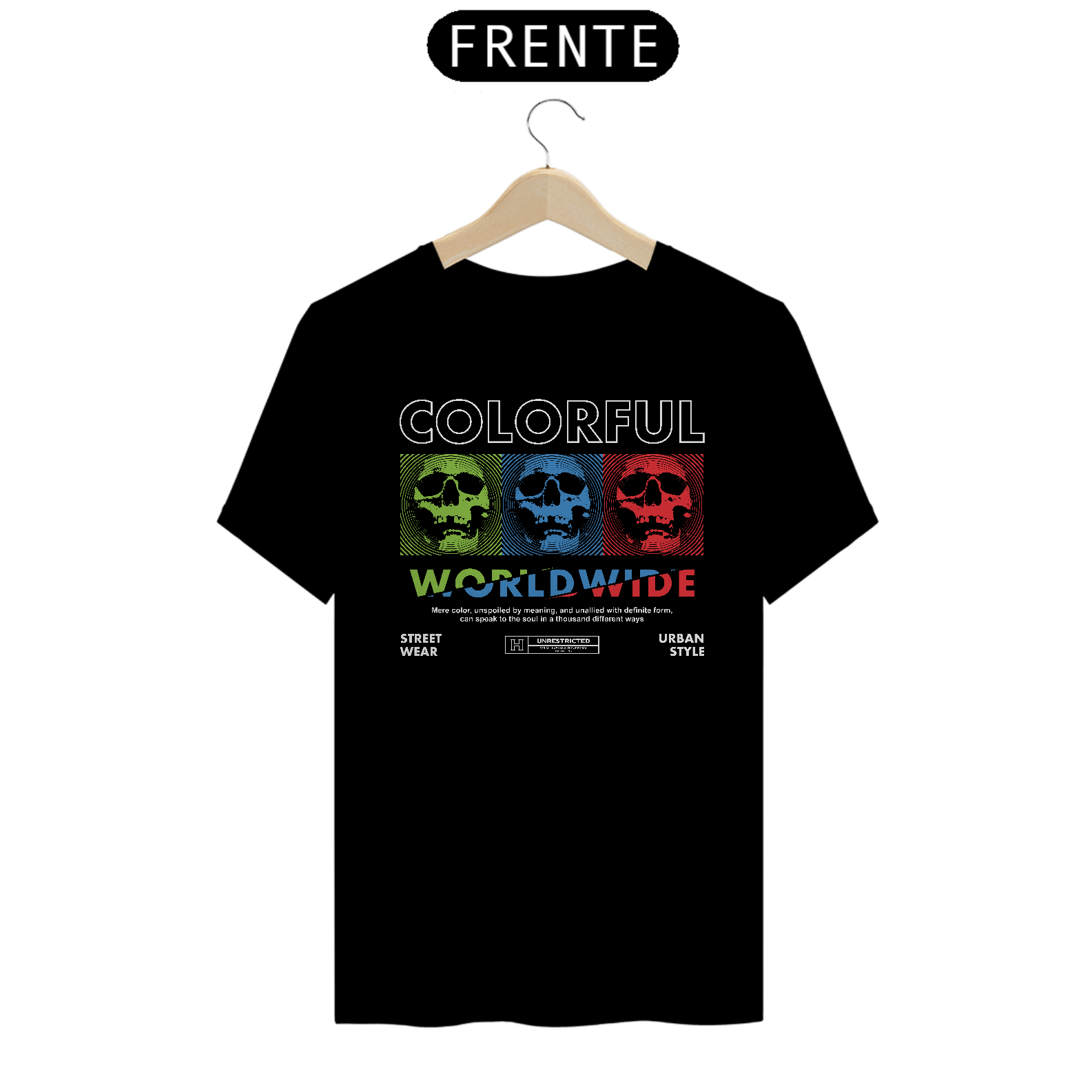 Nome do produto: Camiseta Caveiras Colorful
