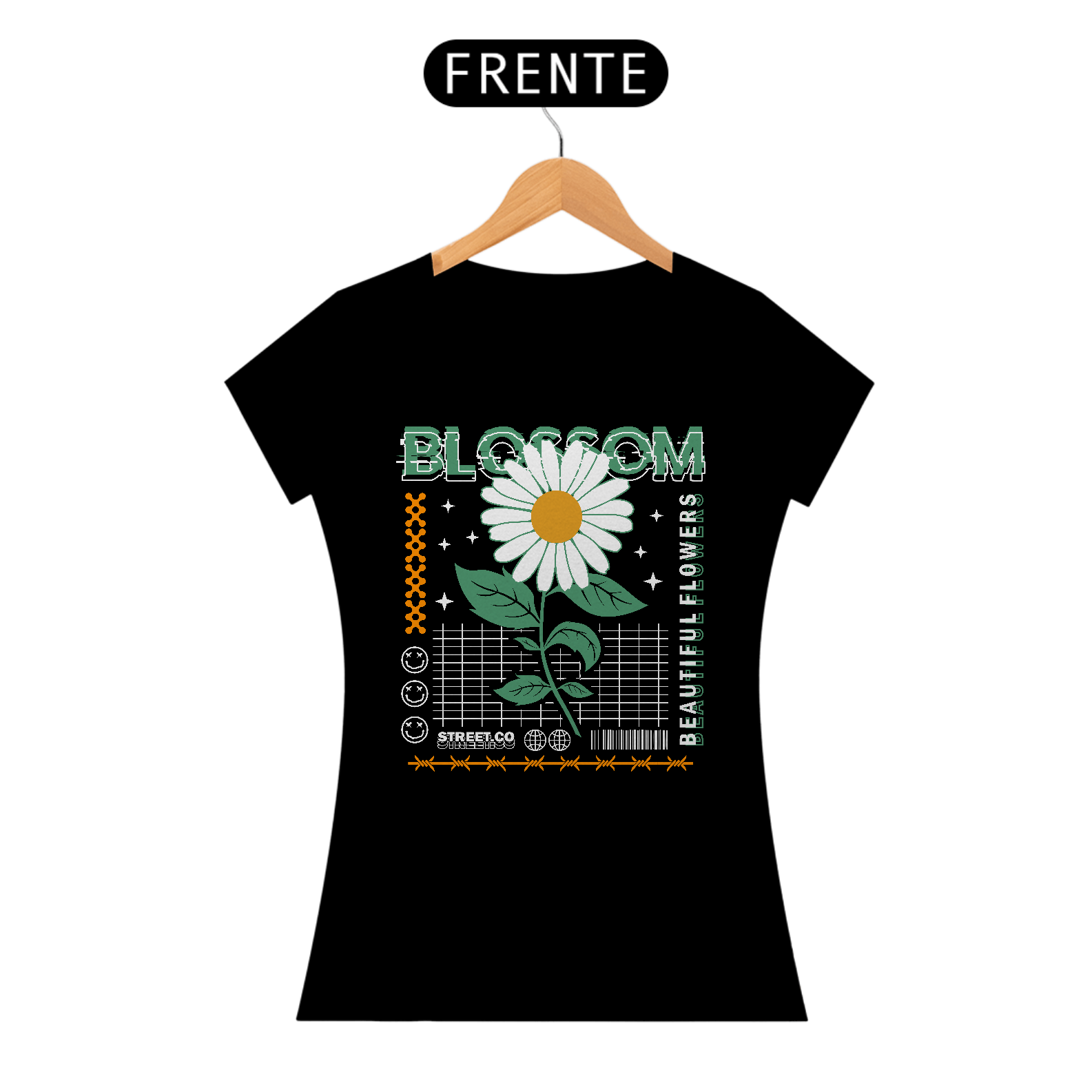 Nome do produto: Camiseta Feminina Flor