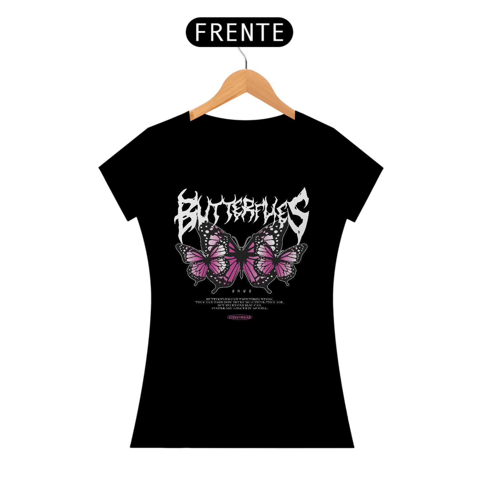 Nome do produto: Camiseta Feminina Borboletas