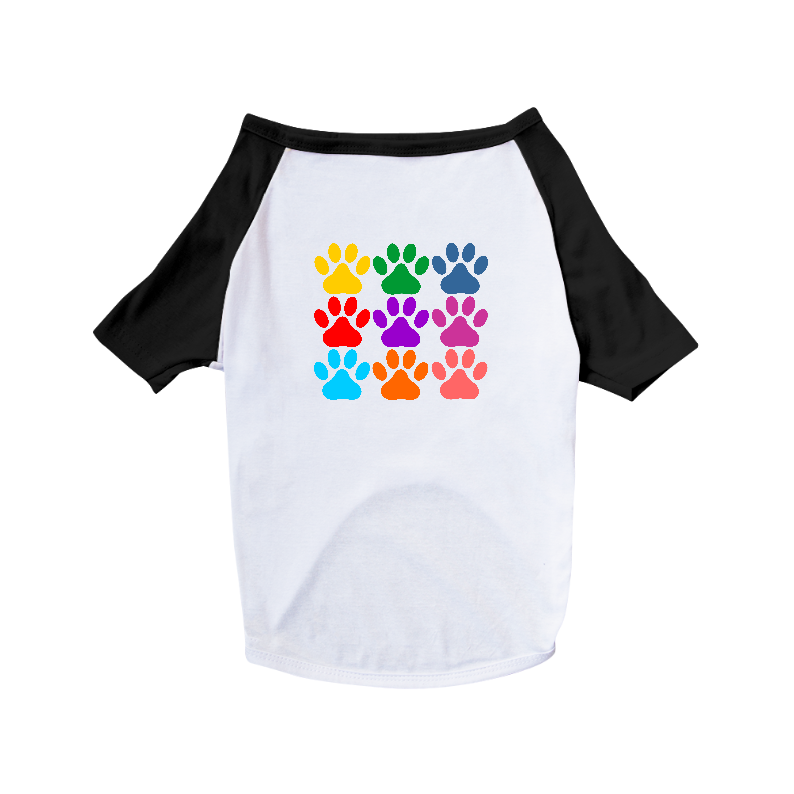 Nome do produto: Camiseta Pet Cães / Patas Coloridas