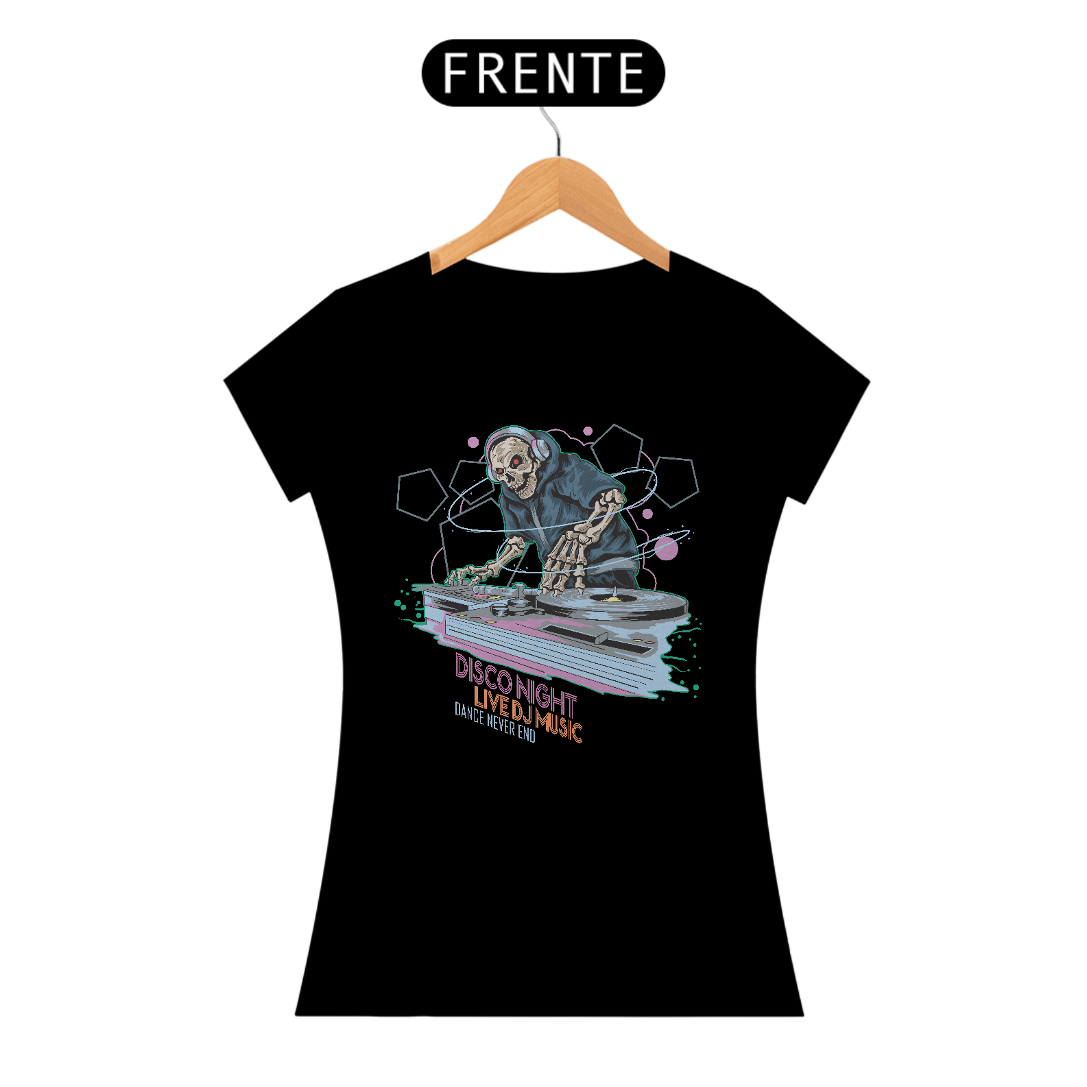 Nome do produto: Camiseta Feminina DJ Esqueleto