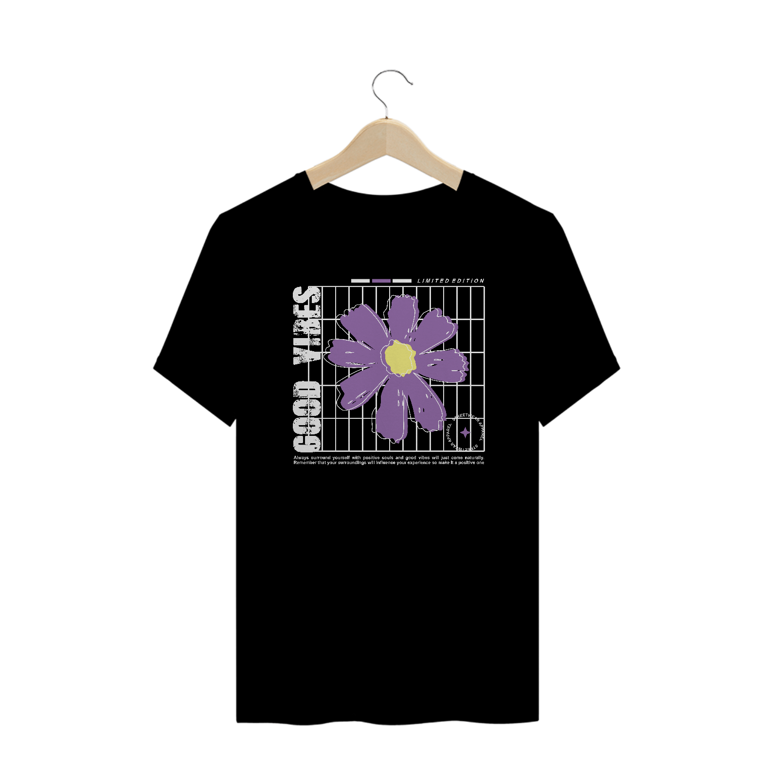 Nome do produto: Camiseta Plus Size Good Vibes Flor