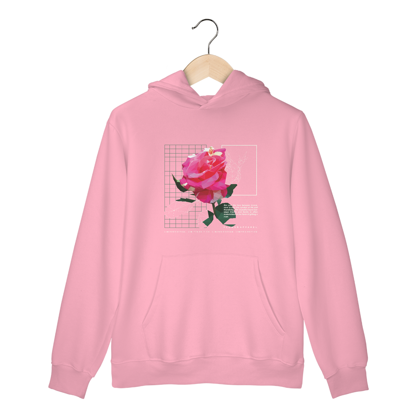 Nome do produto: Moletom Canguru Rosa Geométrica