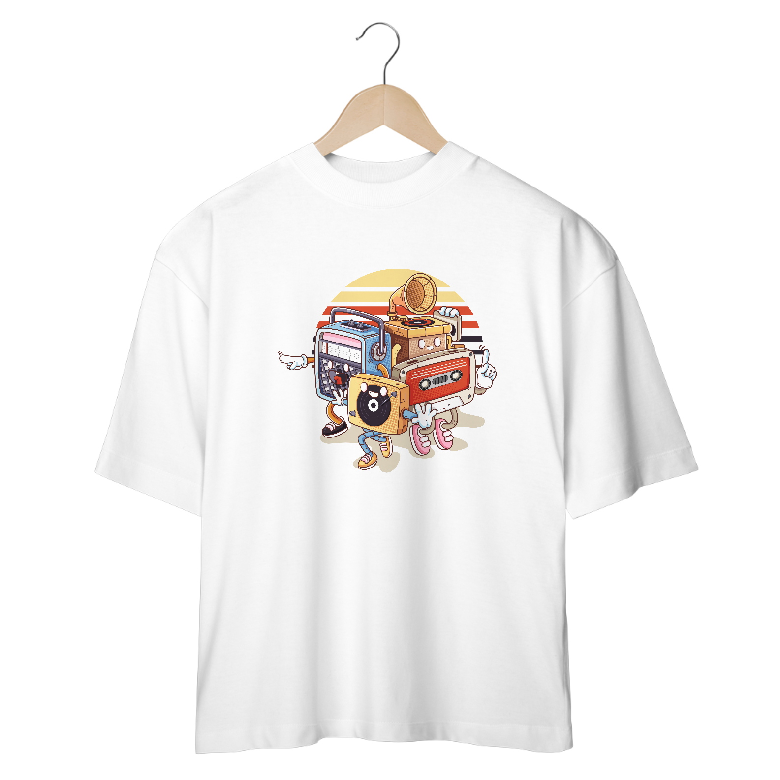 Camiseta oversized aparelhos musicais