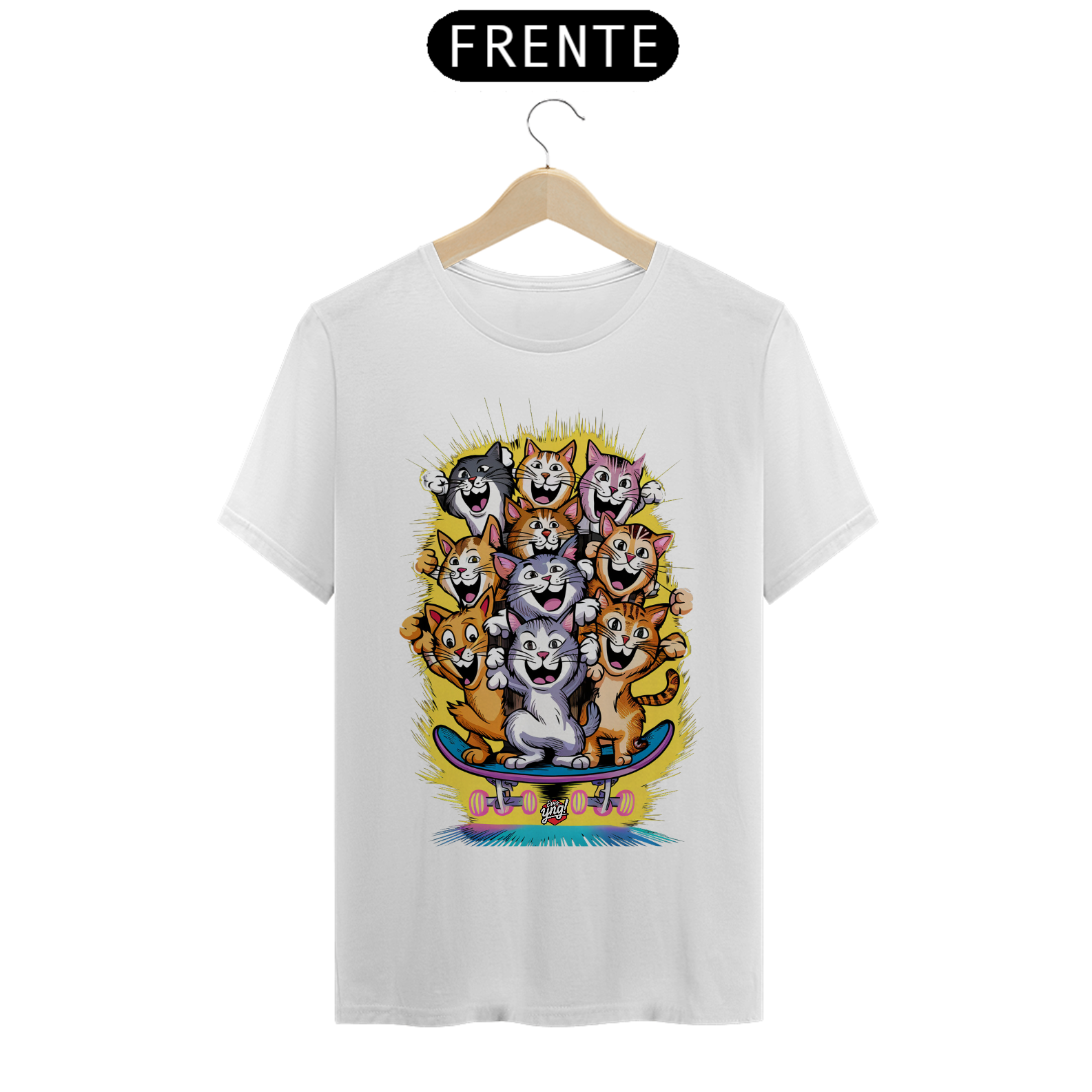 Nome do produto: Camiseta Gatos Skatistas – A Energia dos Felinos em Movimento!