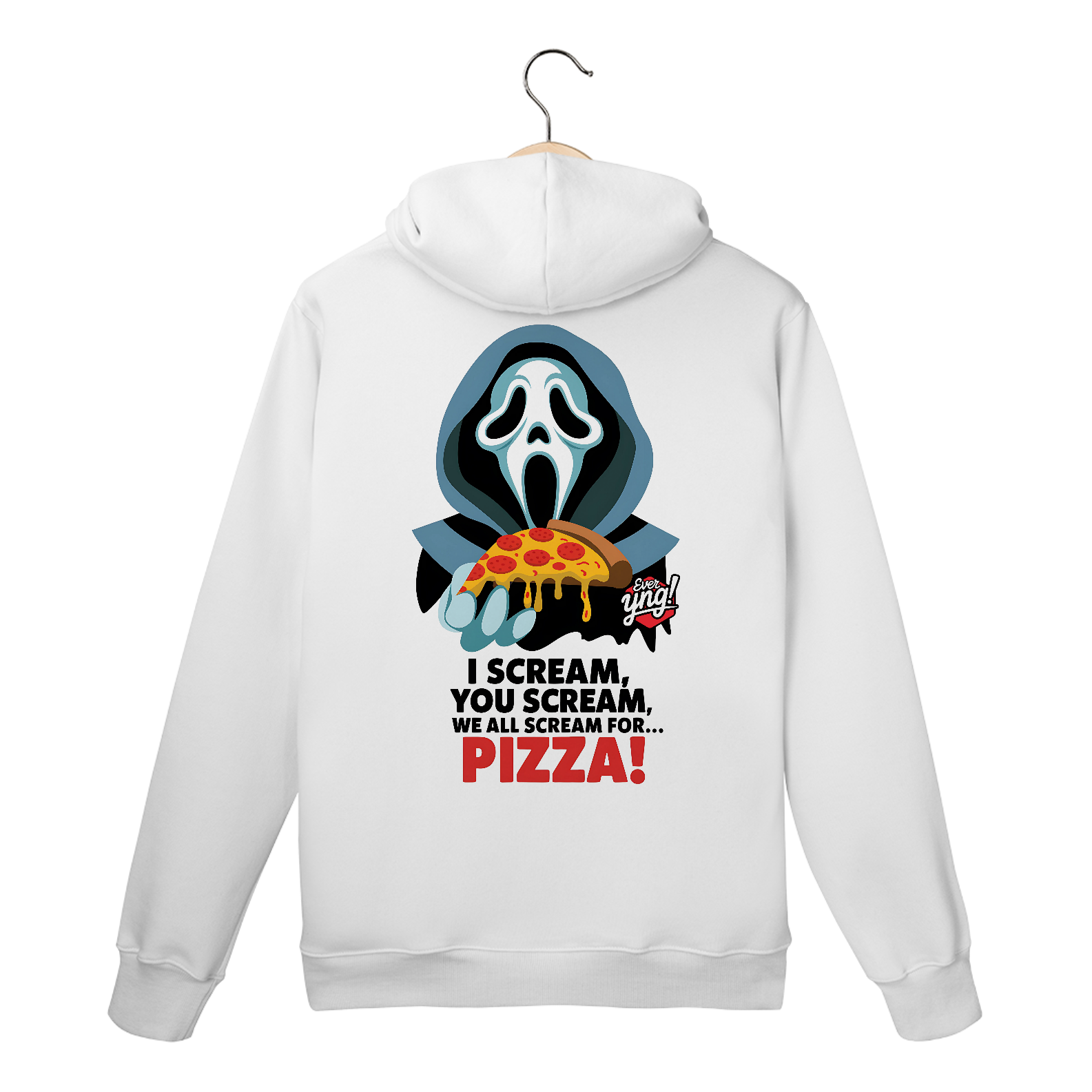 Nome do produto: Pizza é o Que Eu Grito! Moletom Canguru Costas