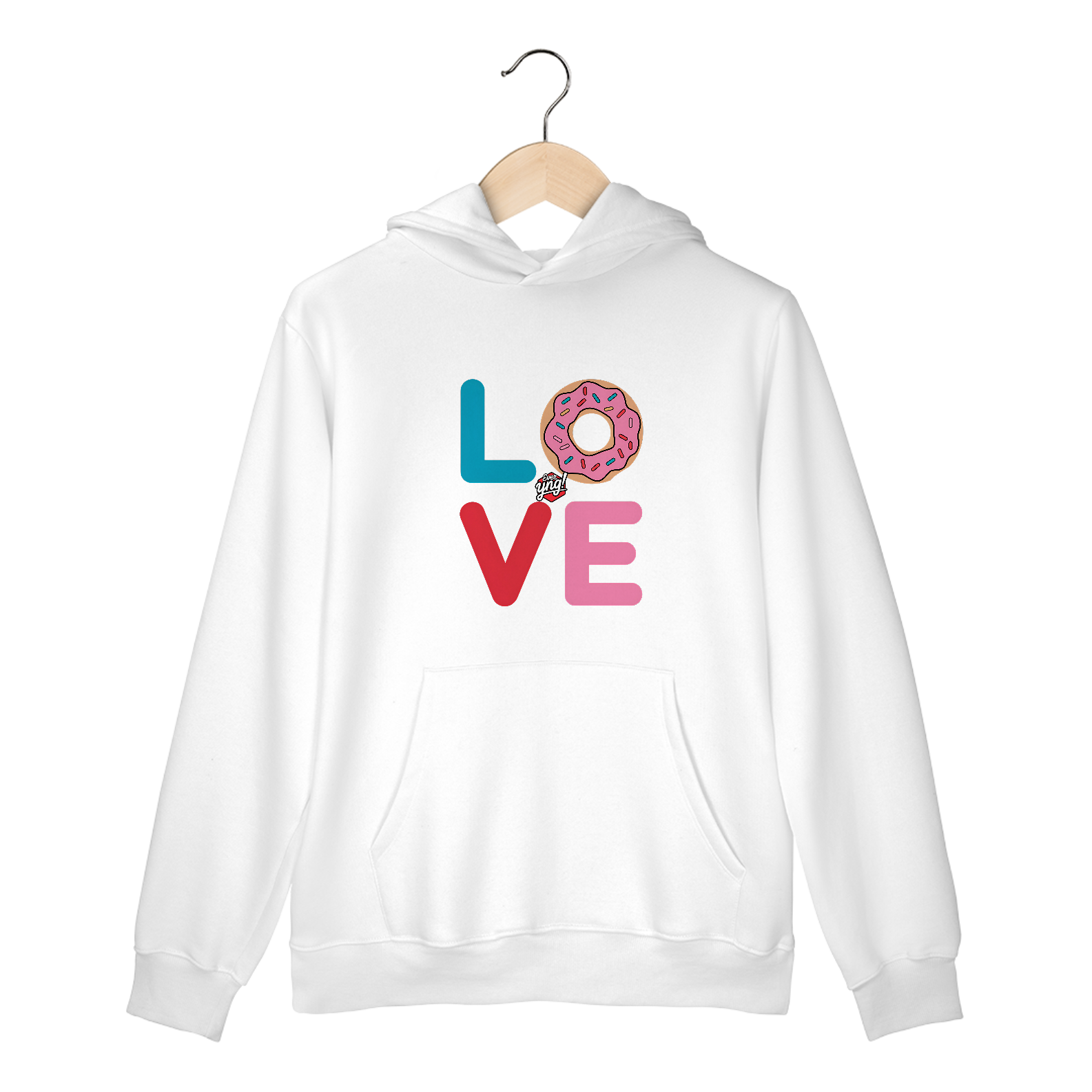 Nome do produto: Amor e Donuts - Moletom Canguru Frente