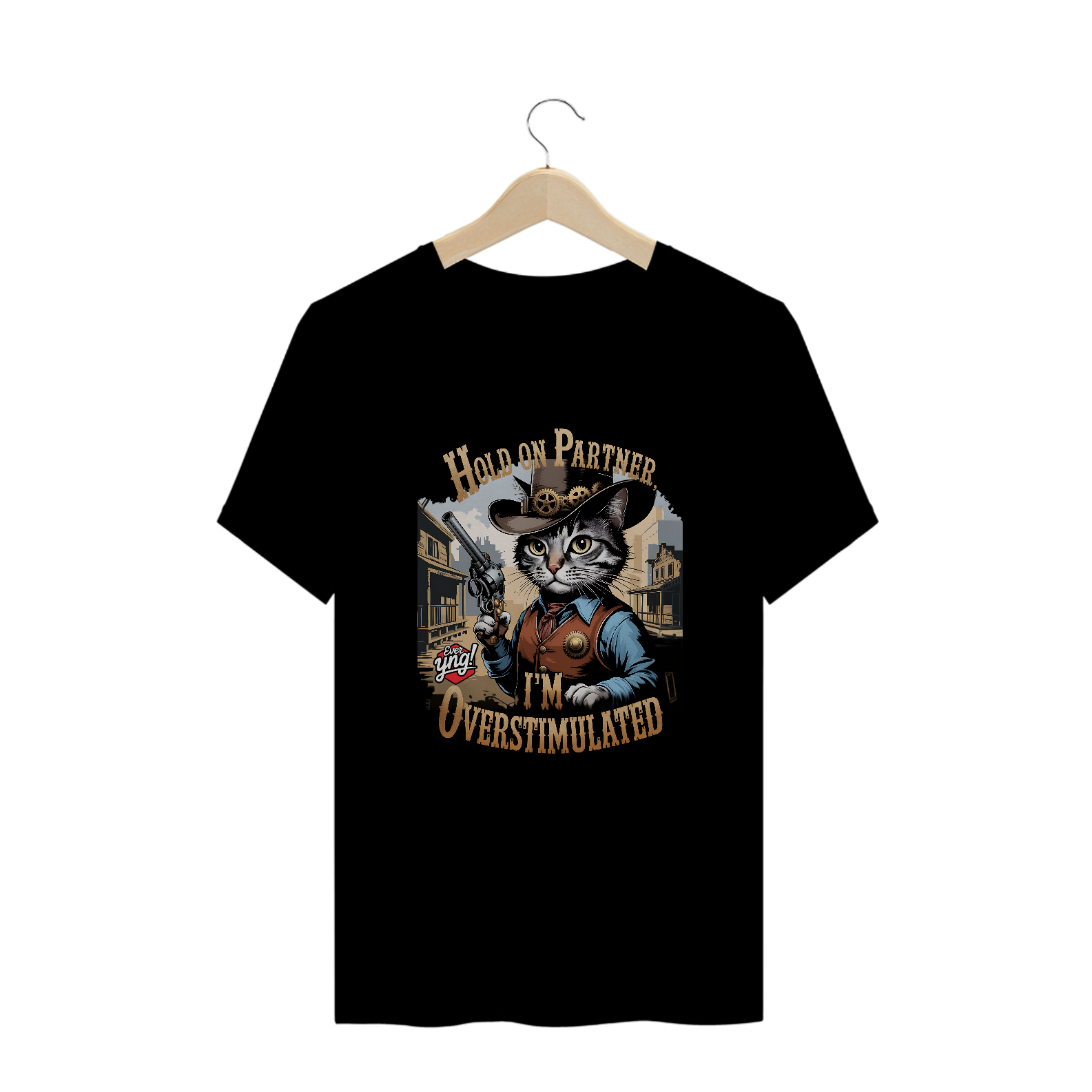 Nome do produto: Gato Cowboy Superestimulado - Camiseta Plus Size