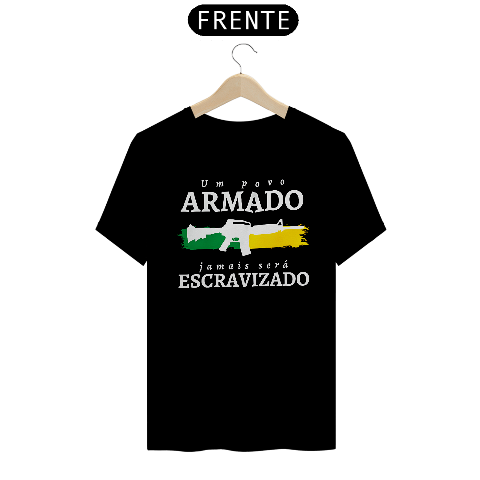 Nome do produto: Camiseta Um Povo Armado Jamais Será 2 - Conservador Direita Unisex