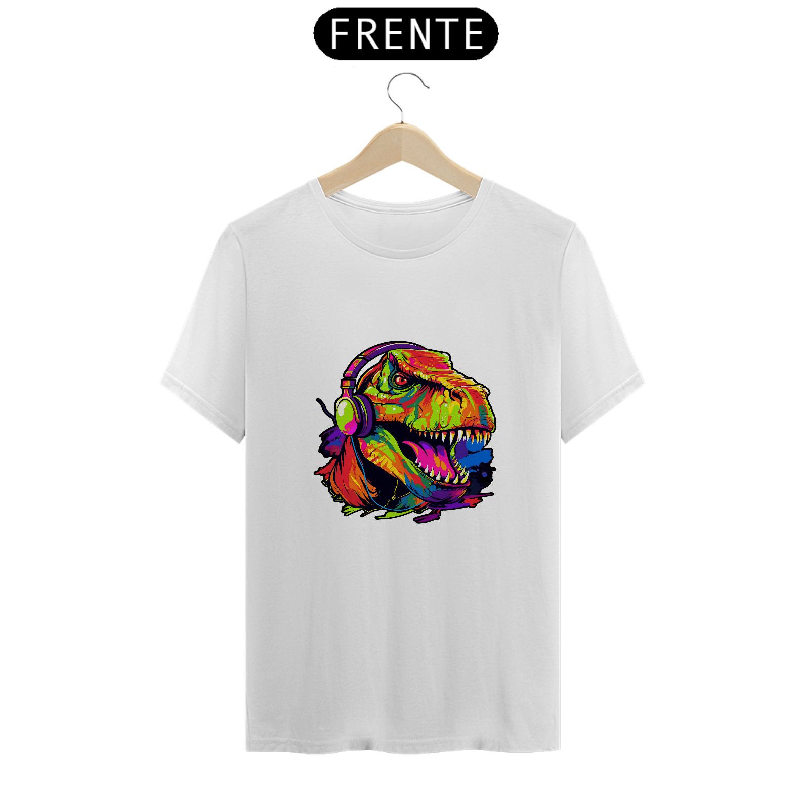 Nome do produto: T-Shirt Classic Dinossauro com Headphones