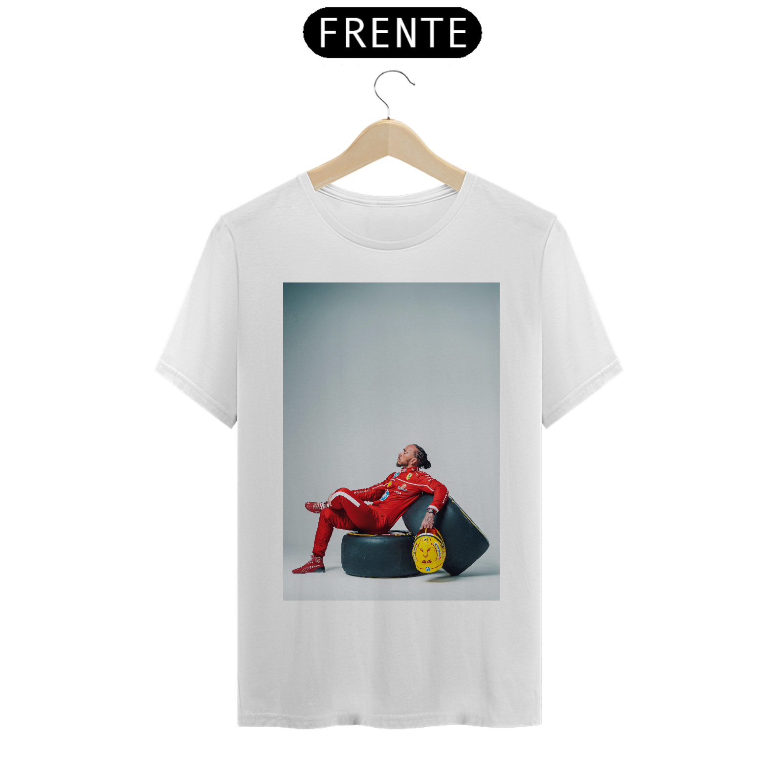 Lewis Hamilton Pneu Ferrari - Algodão Pima