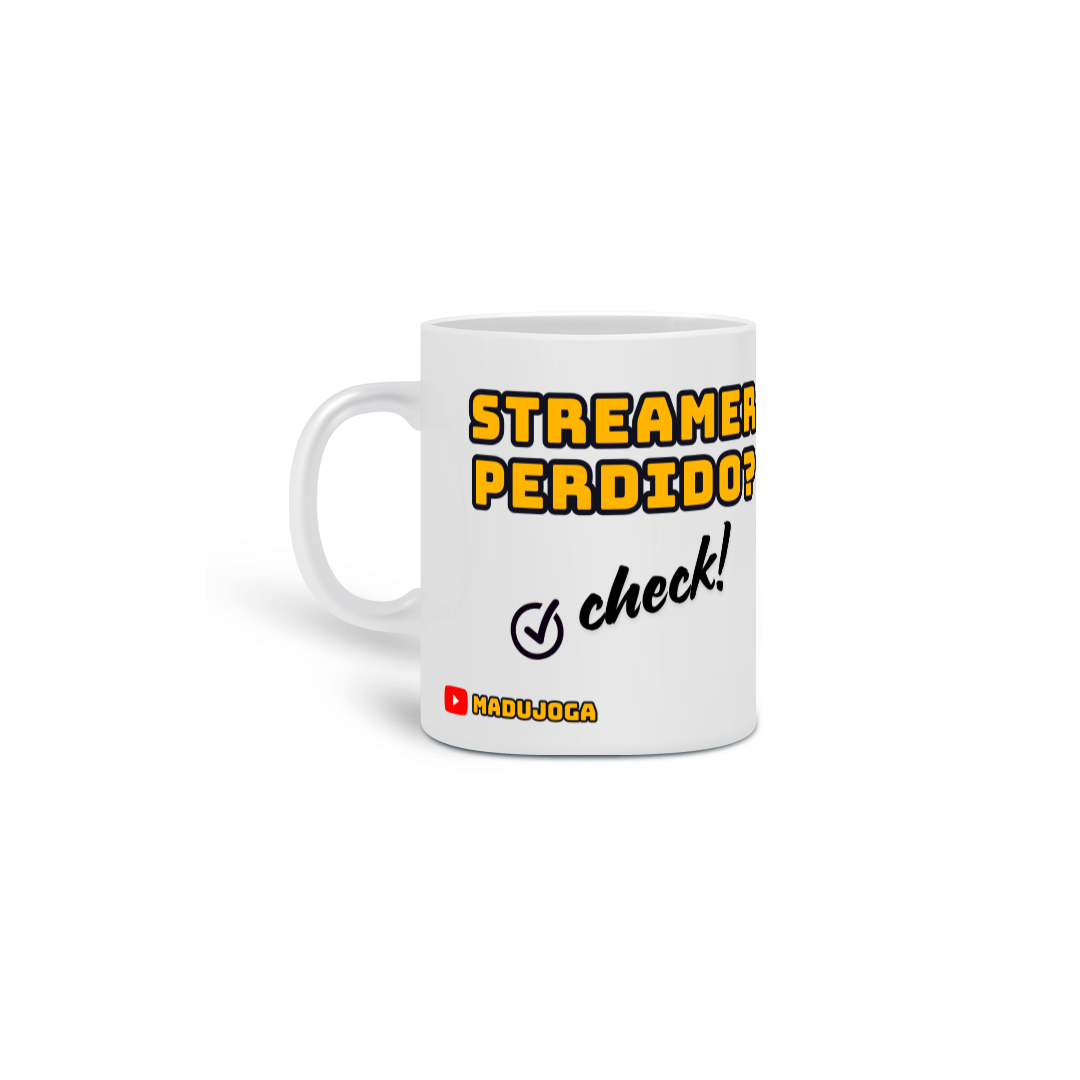 Caneca “Streamer Perdido?” – Manual de Sobrevivência nas Lives do MaduJoga