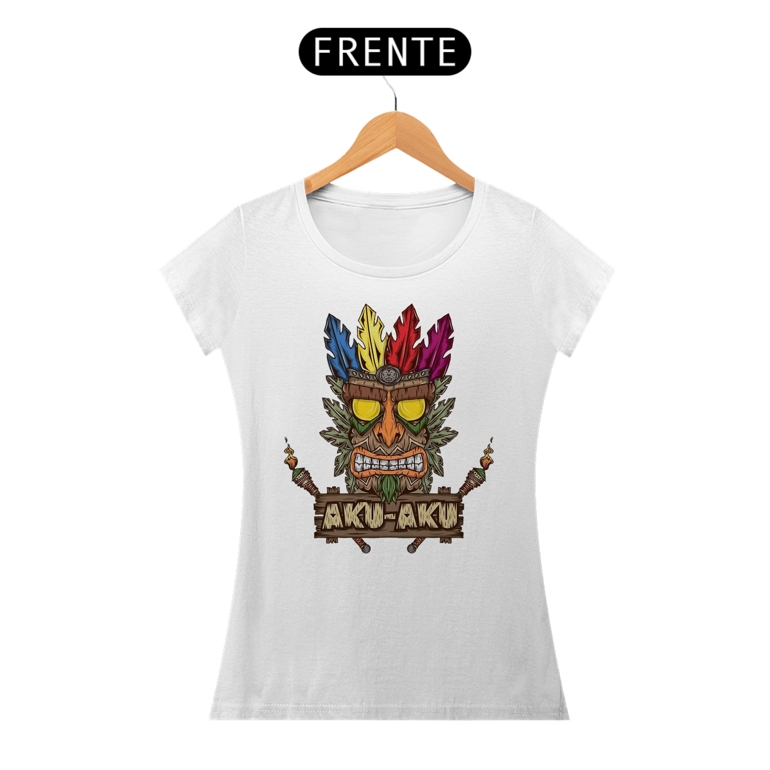 Nome do produto: Camiseta feminina Aku aku