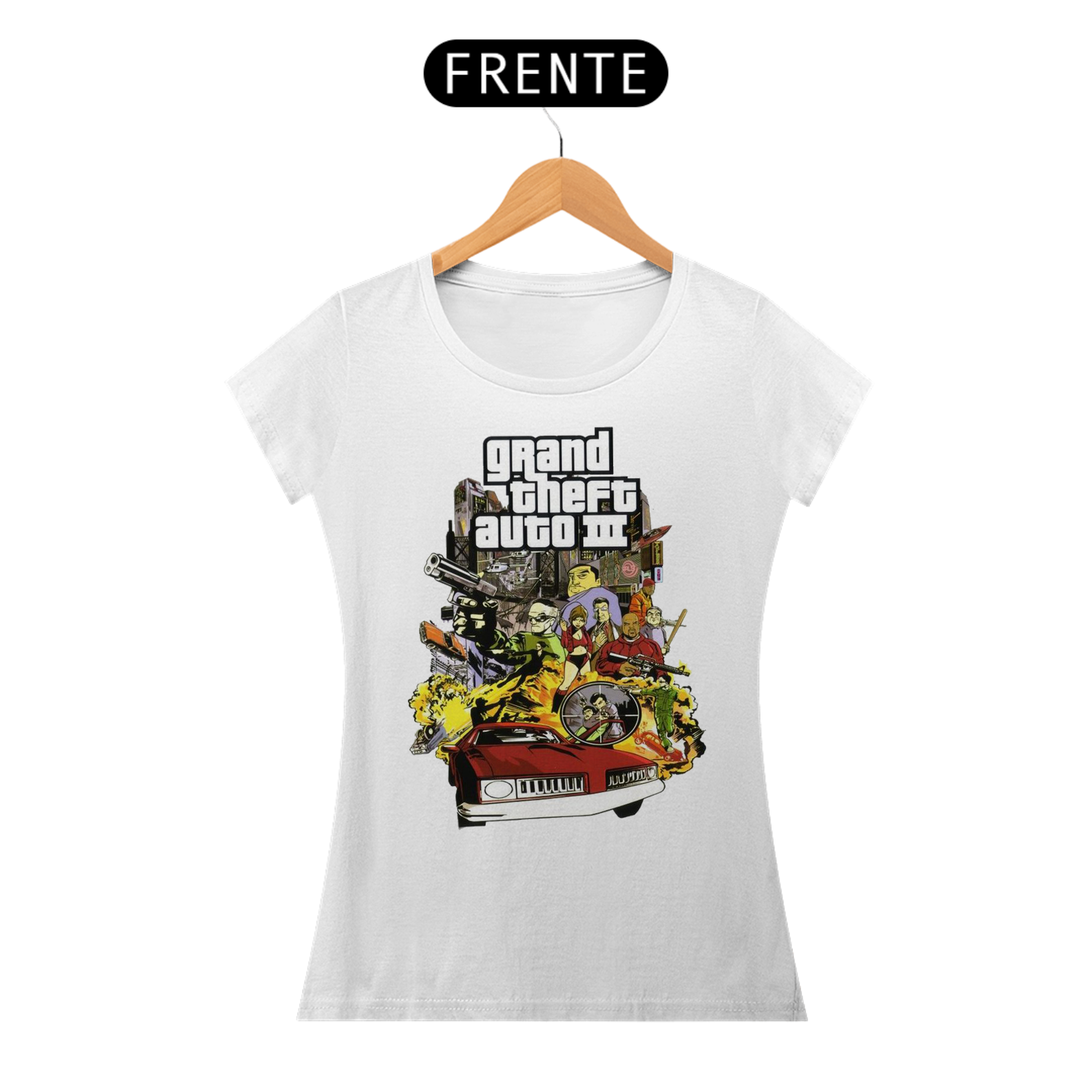 Nome do produto: Camiseta feminina grand theft auto III