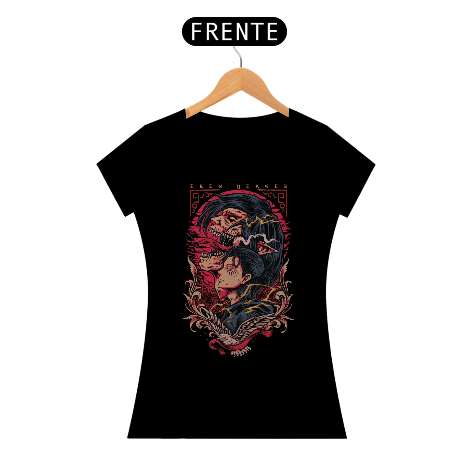 Nome do produto: Camiseta feminina  Eren Yeager | Attack on Titan