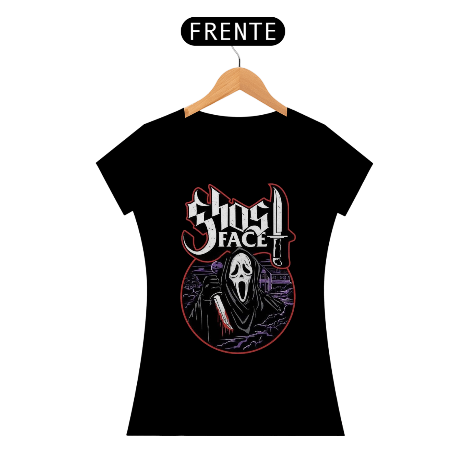 Nome do produto: Camiseta feminina Ghostface Pânico
