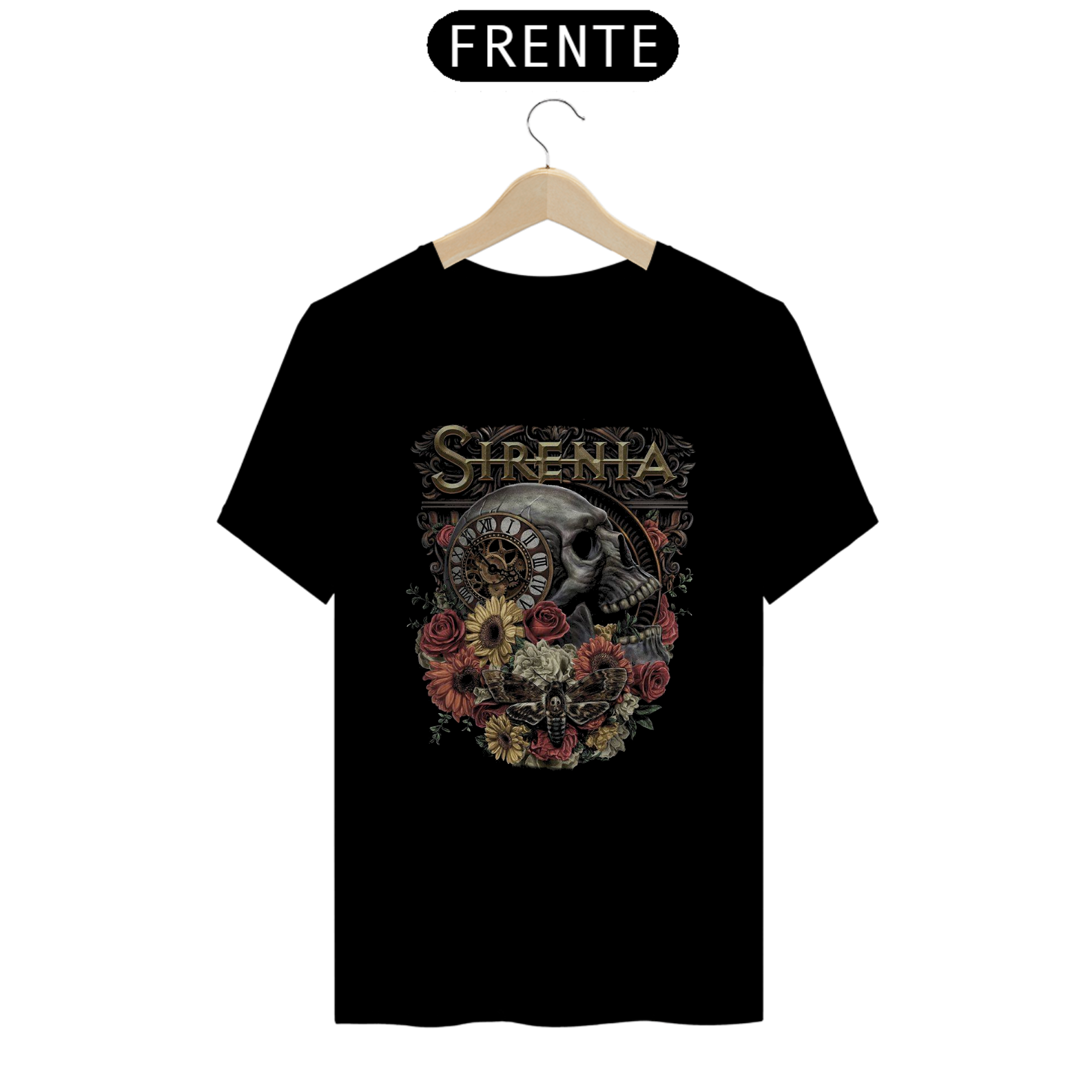 Camiseta Sirenia - Skull Clock