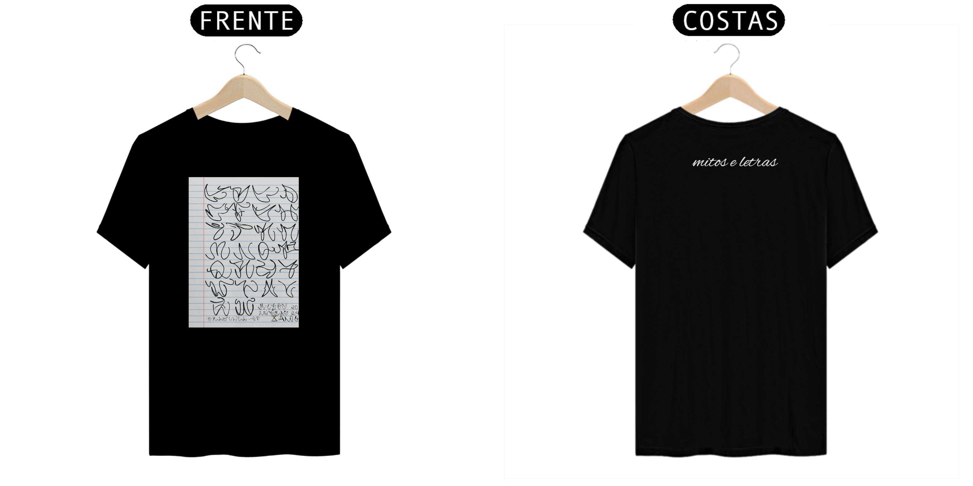 Nome do produto: CAMISETA MITOS E LETRAS ALFABETO