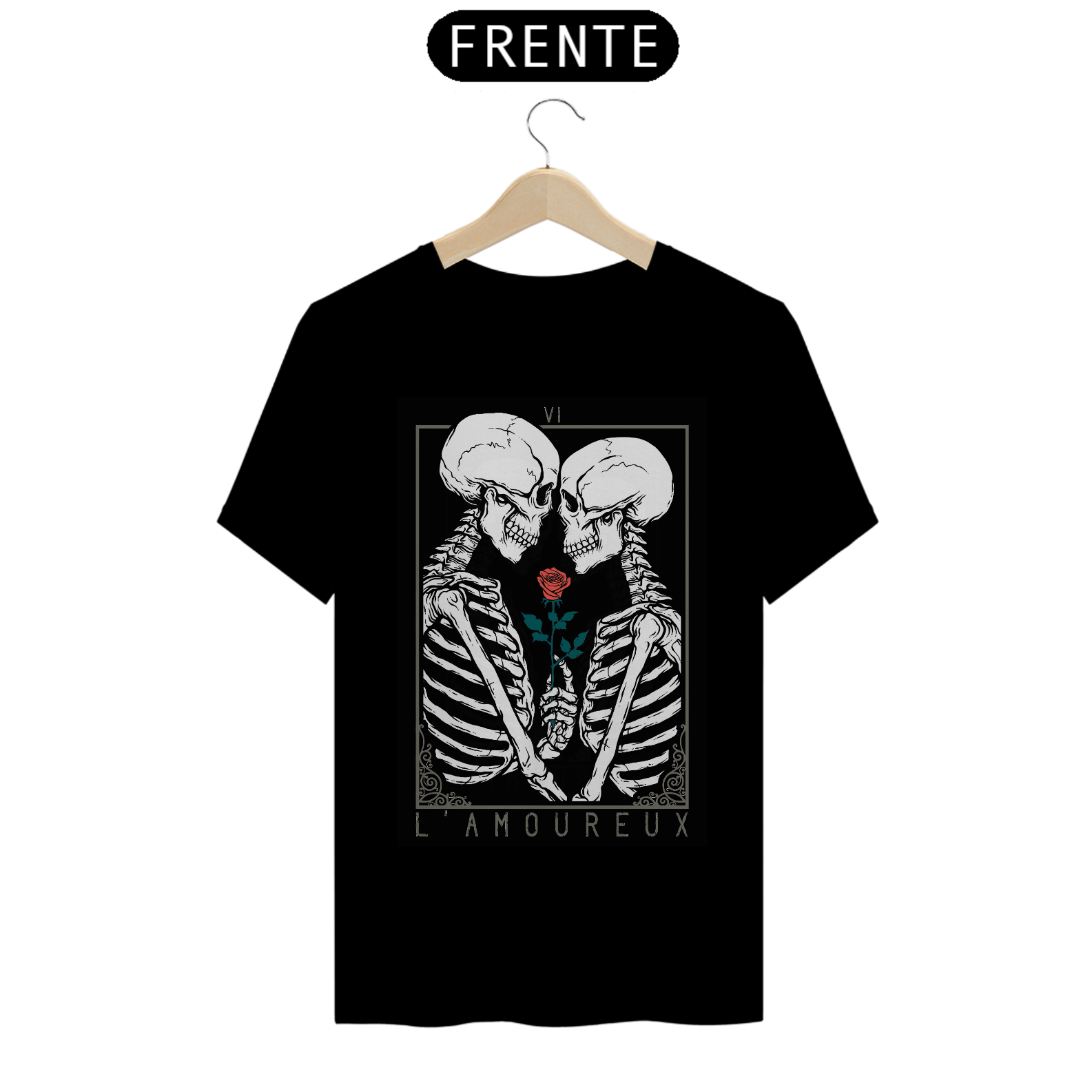 Nome do produto: Camiseta de caveira - Skull and Lovers L\'AMOUREUX - SL14